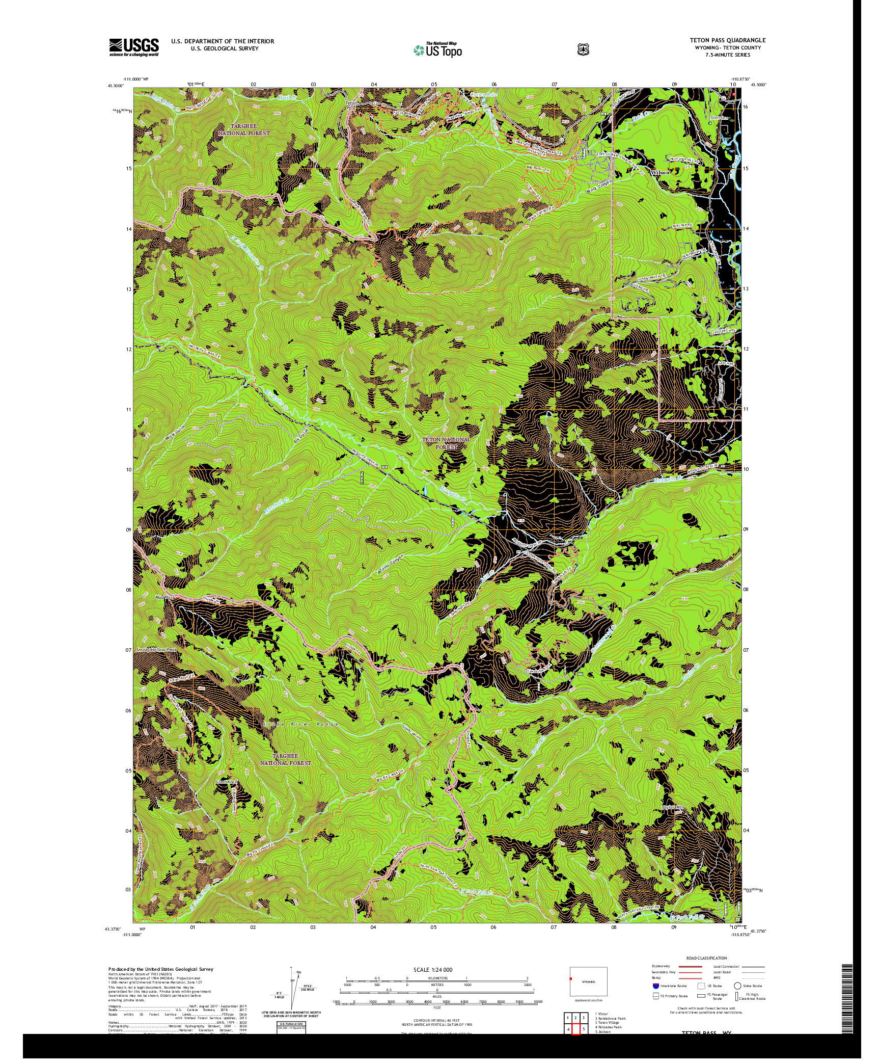USGS US TOPO 7.5-MINUTE MAP FOR TETON PASS, WY 2021
