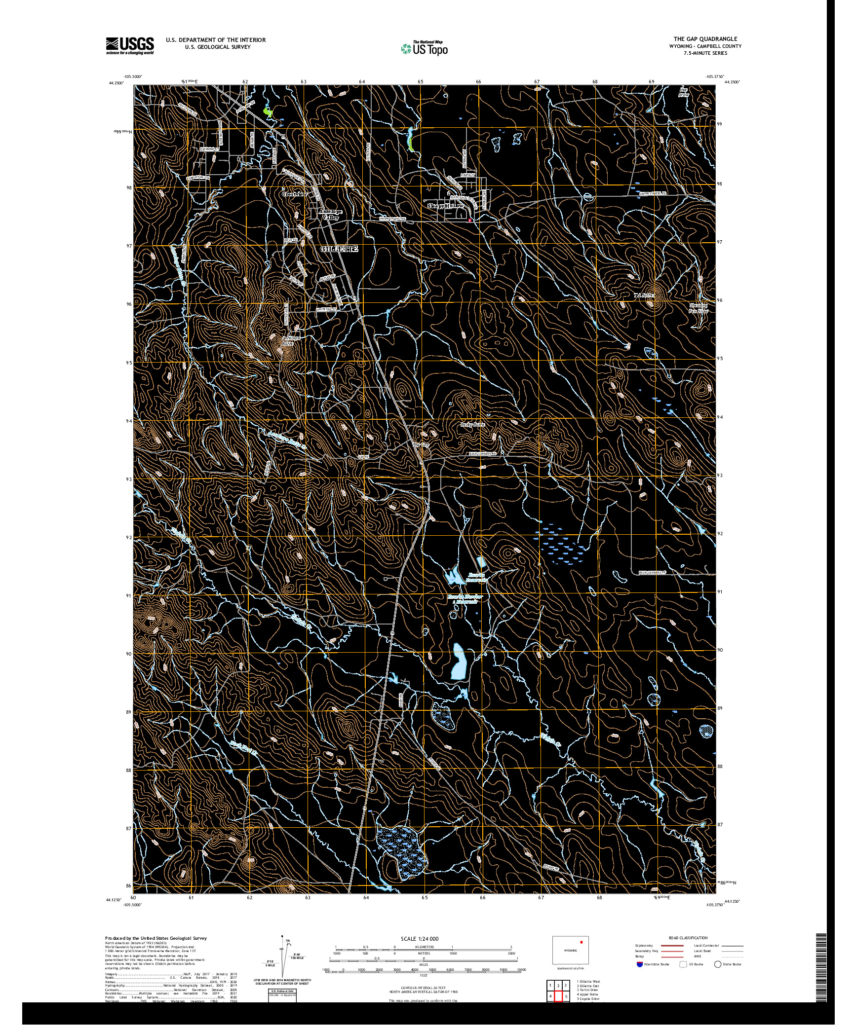 USGS US TOPO 7.5-MINUTE MAP FOR THE GAP, WY 2021