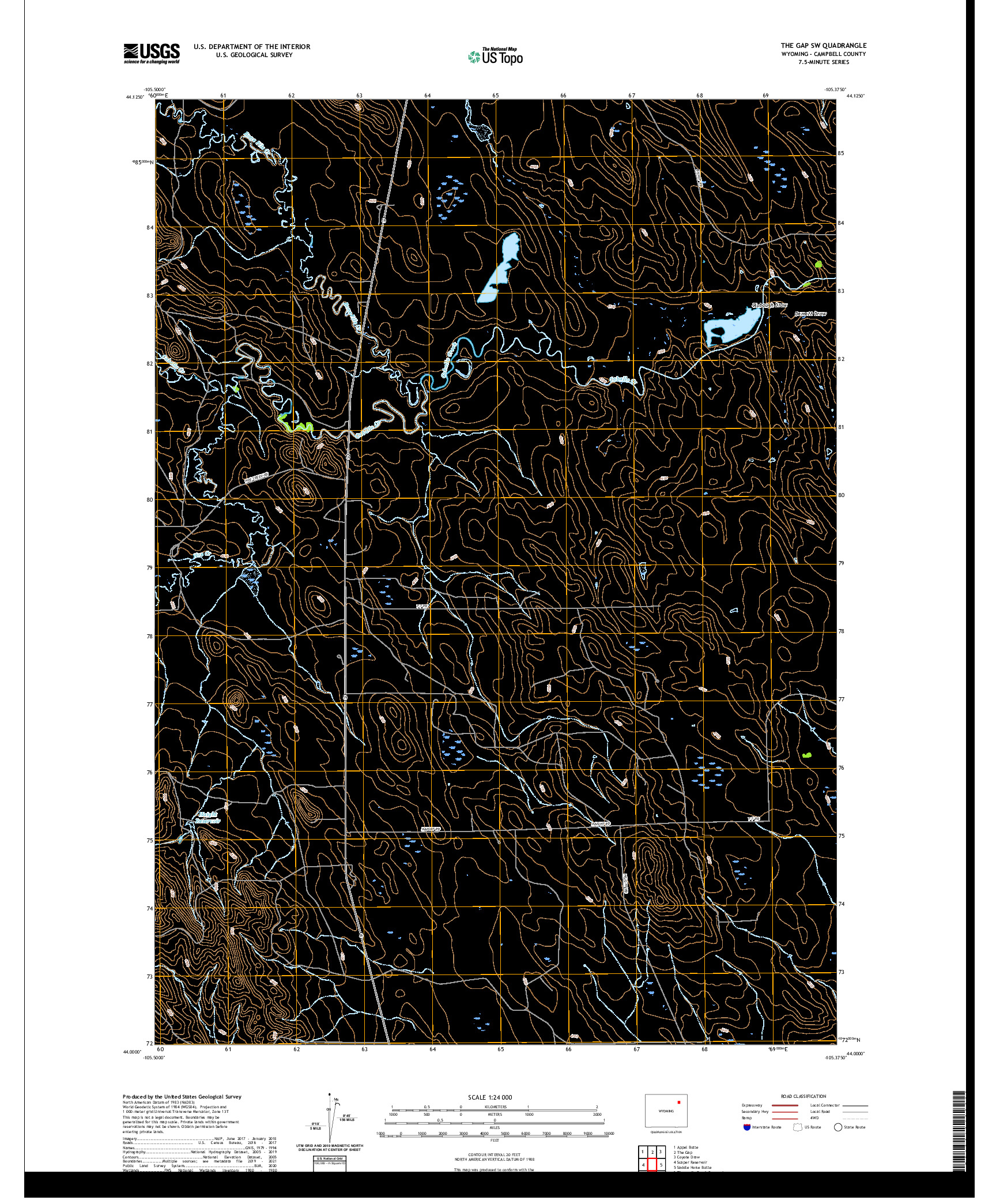 USGS US TOPO 7.5-MINUTE MAP FOR THE GAP SW, WY 2021