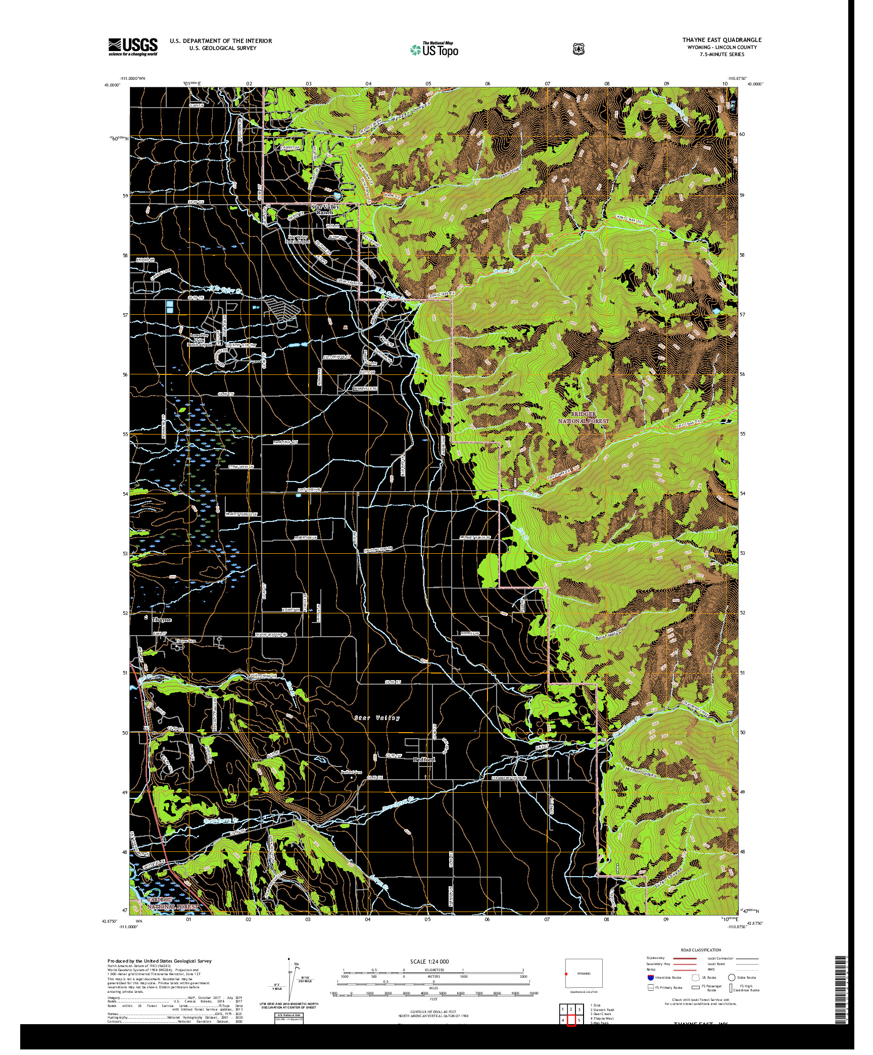 USGS US TOPO 7.5-MINUTE MAP FOR THAYNE EAST, WY 2021