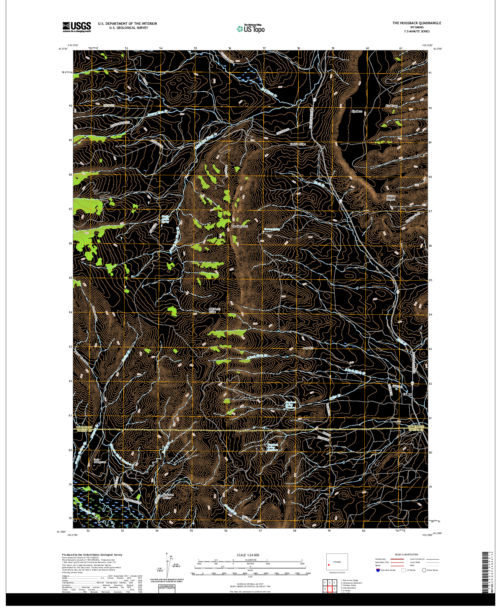 USGS US TOPO 7.5-MINUTE MAP FOR THE HOGSBACK, WY 2021