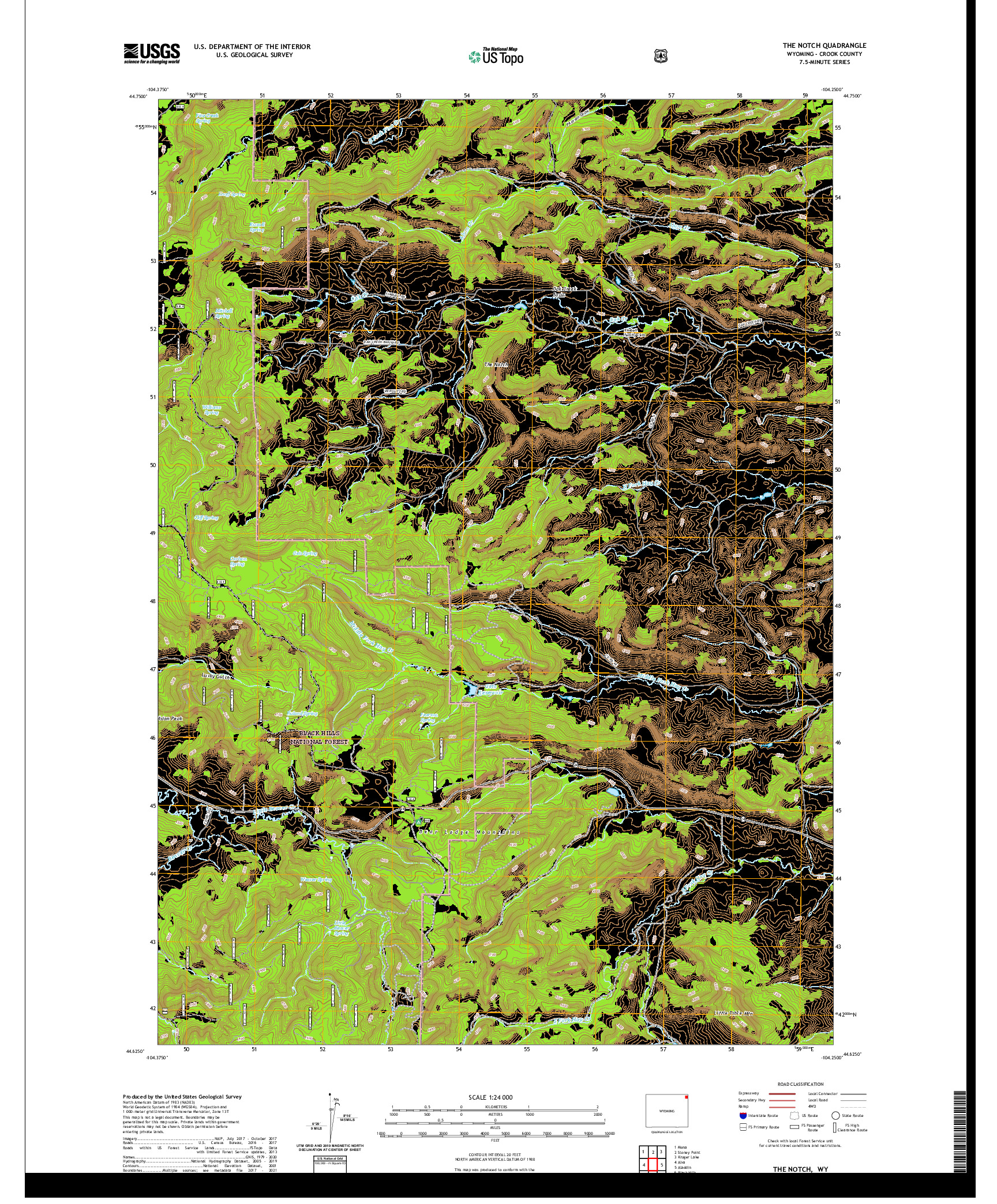 USGS US TOPO 7.5-MINUTE MAP FOR THE NOTCH, WY 2021