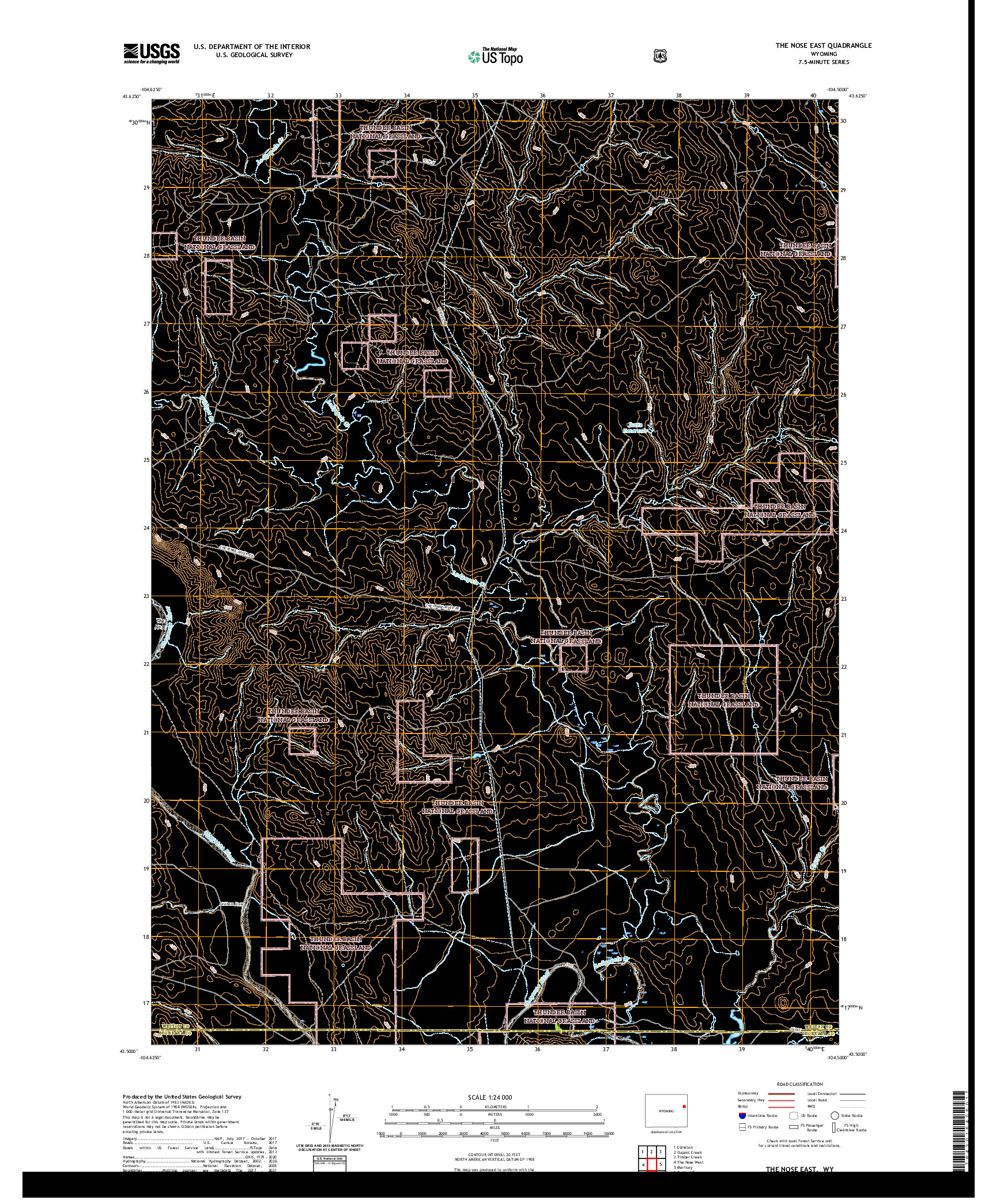 USGS US TOPO 7.5-MINUTE MAP FOR THE NOSE EAST, WY 2021