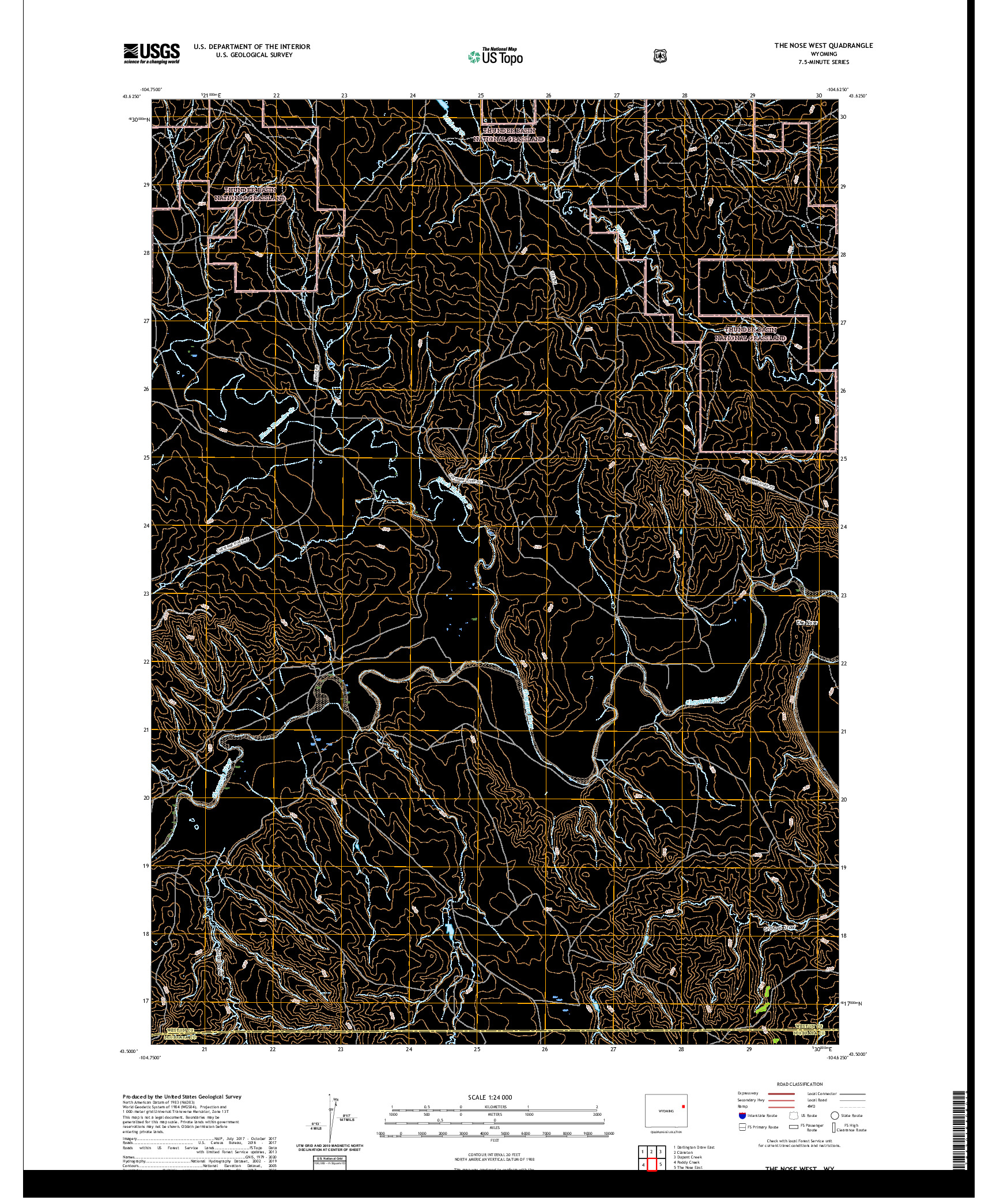 USGS US TOPO 7.5-MINUTE MAP FOR THE NOSE WEST, WY 2021