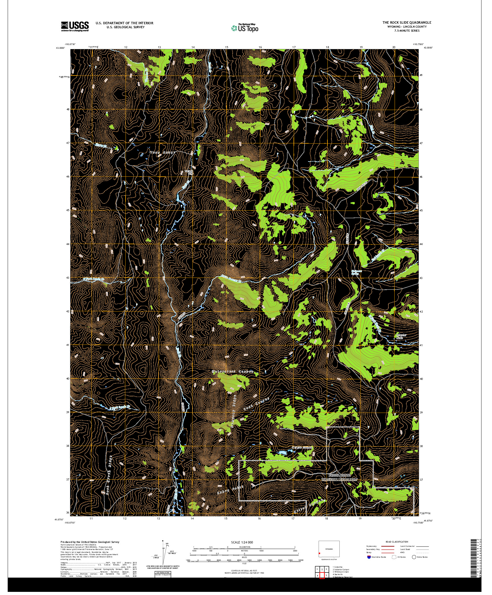 USGS US TOPO 7.5-MINUTE MAP FOR THE ROCK SLIDE, WY 2021