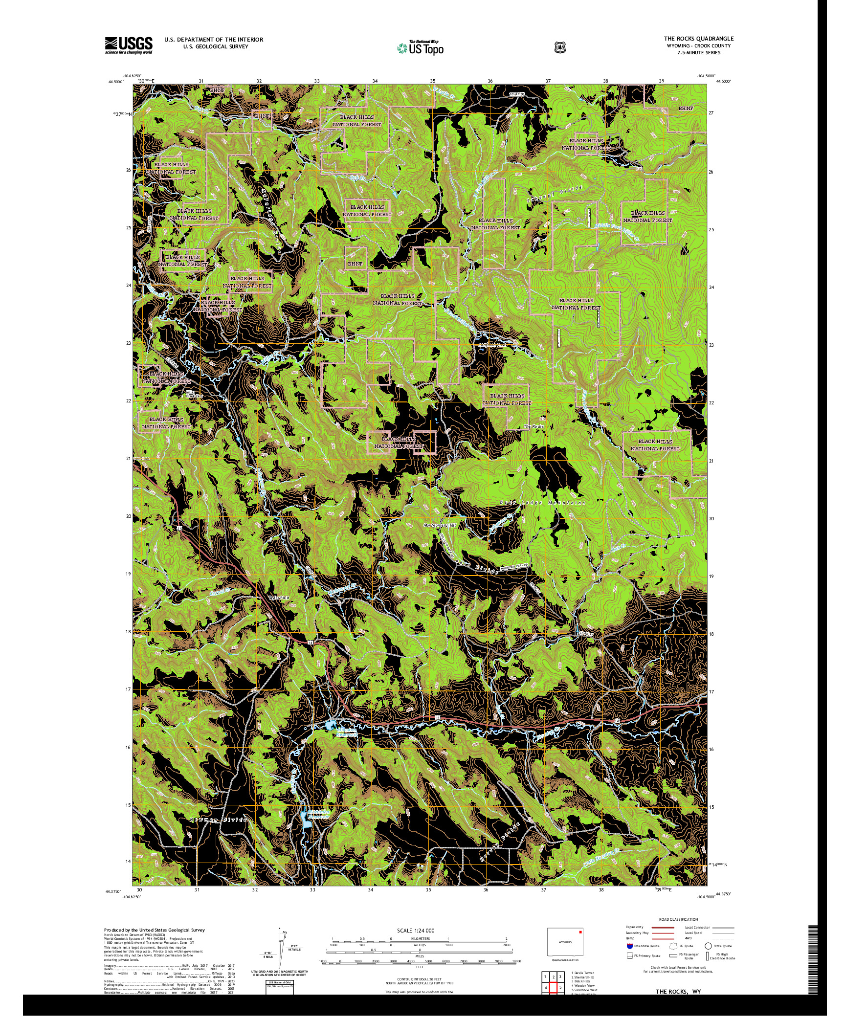 USGS US TOPO 7.5-MINUTE MAP FOR THE ROCKS, WY 2021