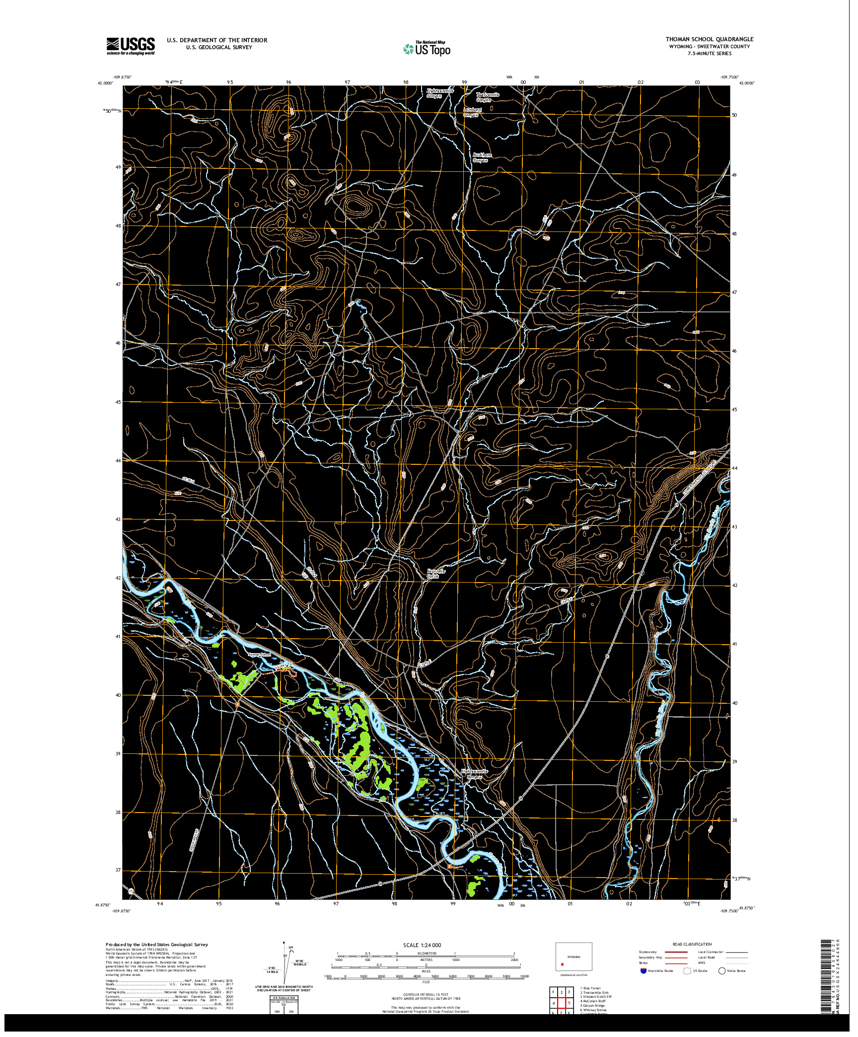 USGS US TOPO 7.5-MINUTE MAP FOR THOMAN SCHOOL, WY 2021