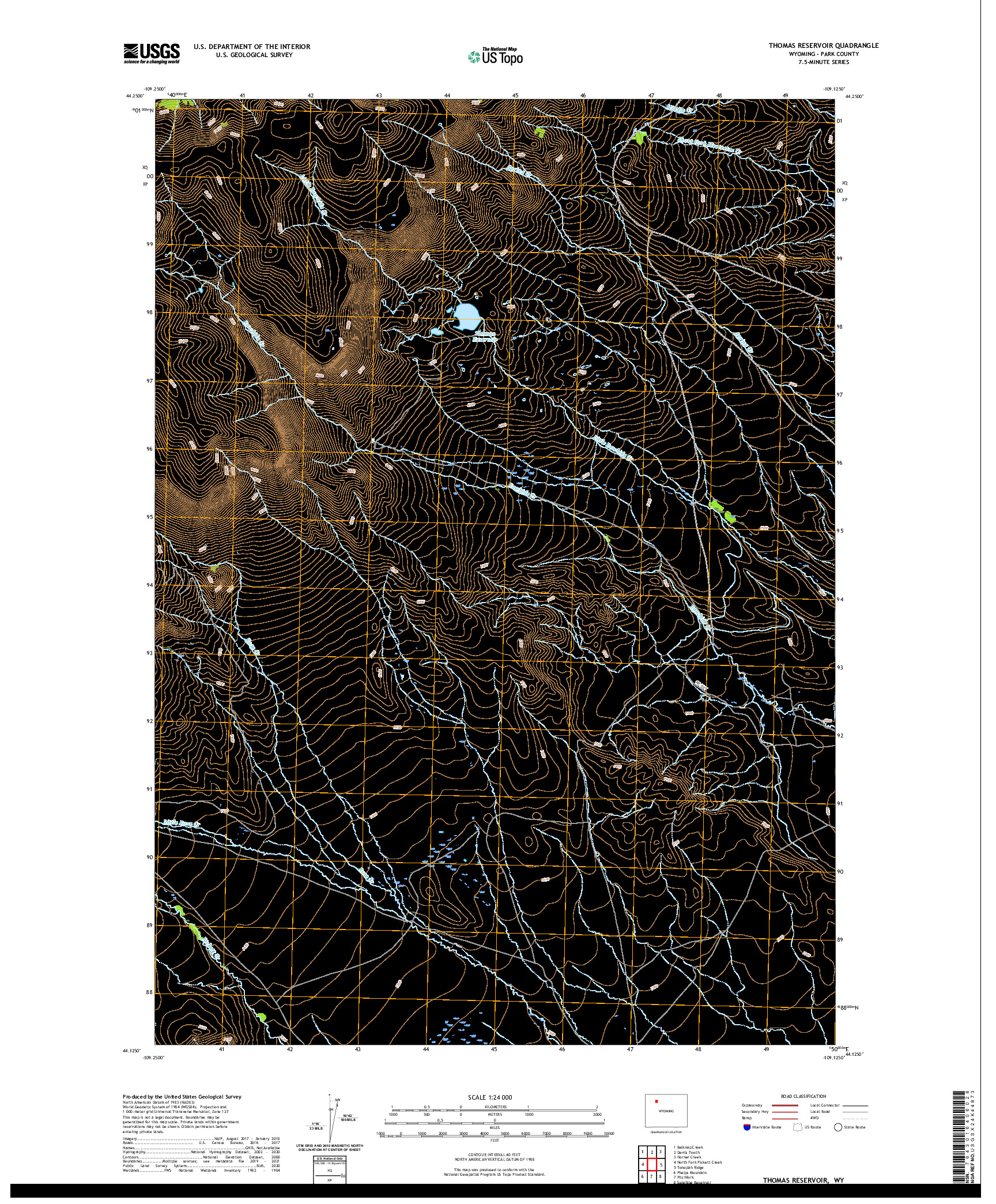 USGS US TOPO 7.5-MINUTE MAP FOR THOMAS RESERVOIR, WY 2021