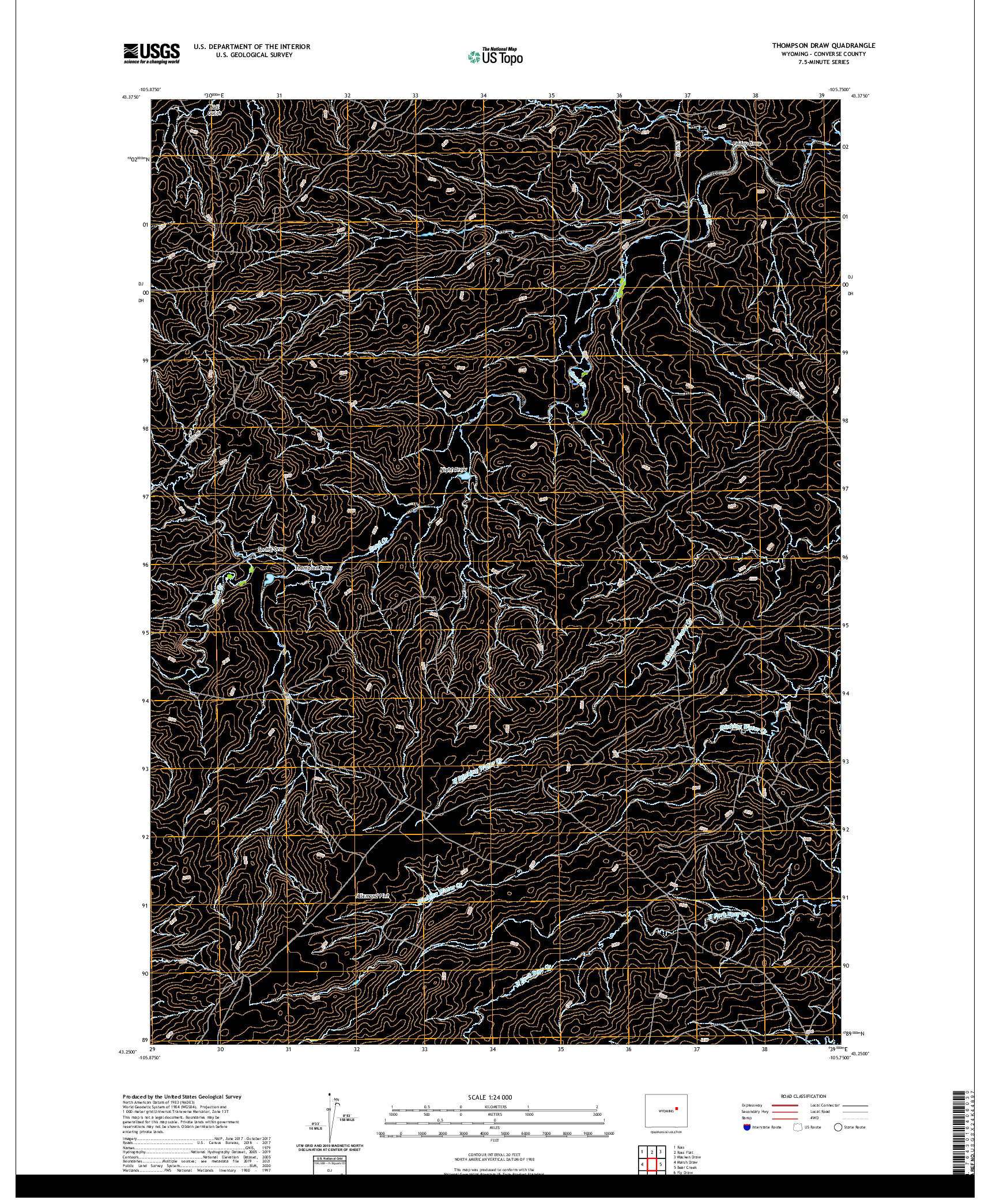 USGS US TOPO 7.5-MINUTE MAP FOR THOMPSON DRAW, WY 2021