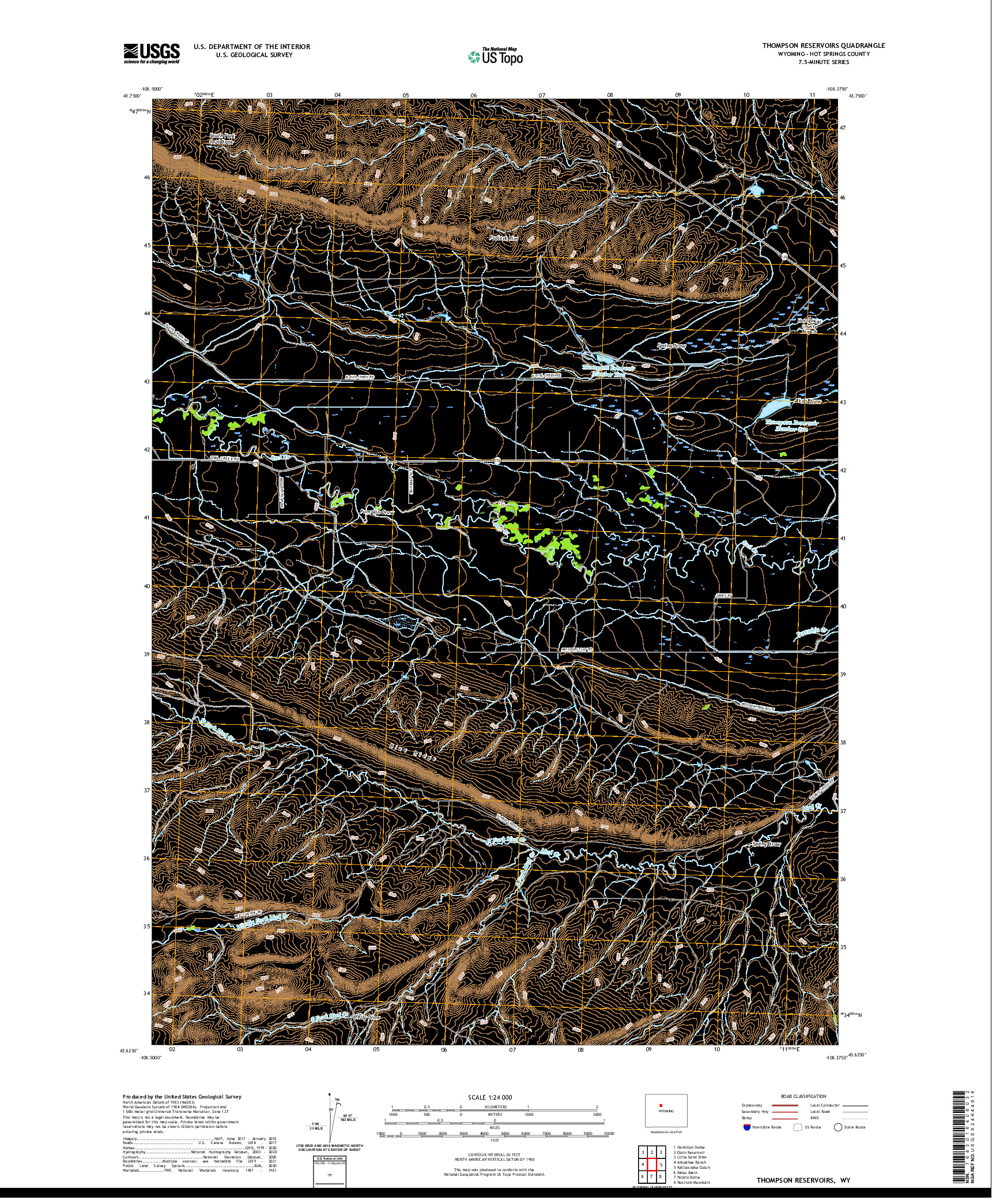 USGS US TOPO 7.5-MINUTE MAP FOR THOMPSON RESERVOIRS, WY 2021