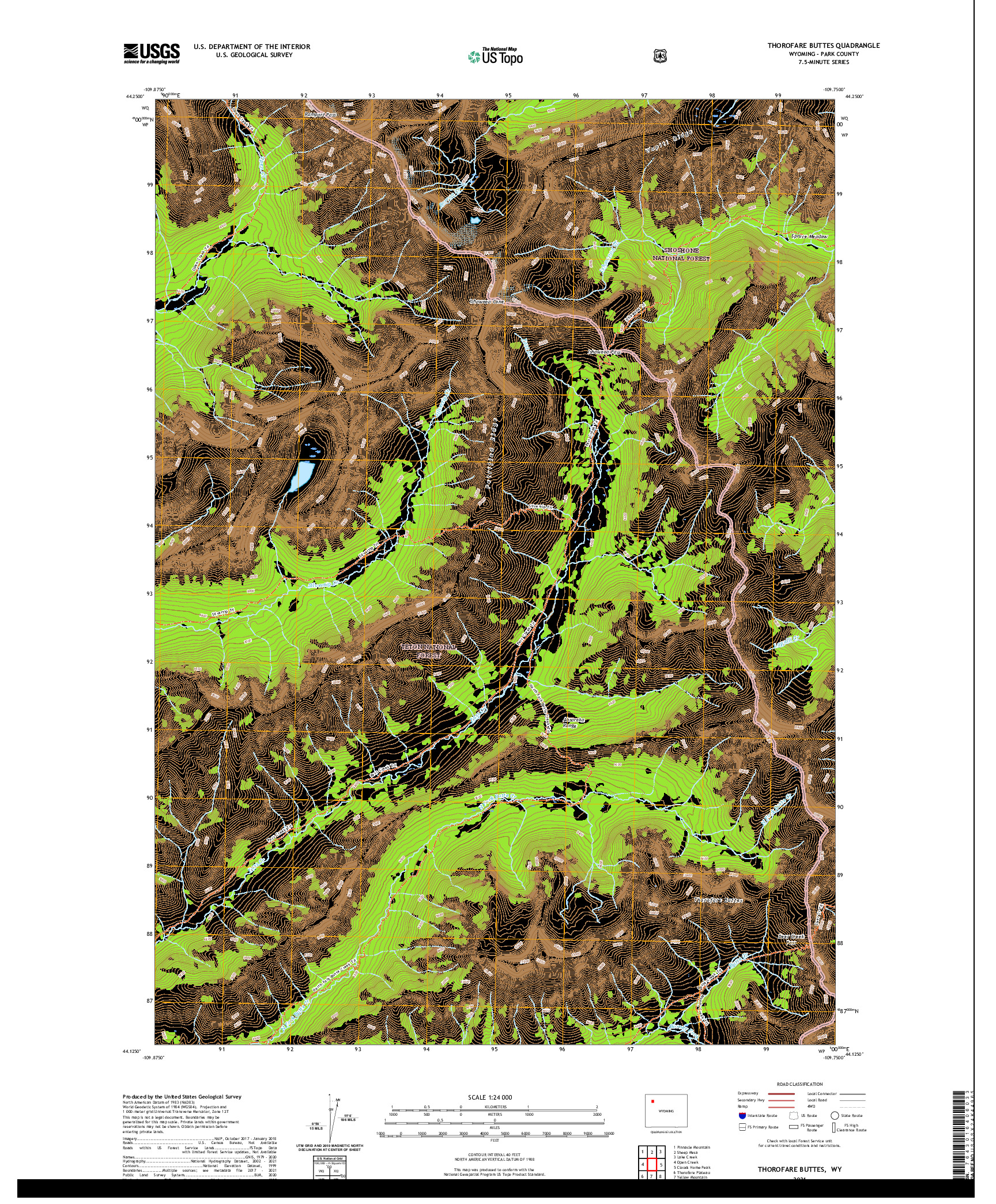USGS US TOPO 7.5-MINUTE MAP FOR THOROFARE BUTTES, WY 2021