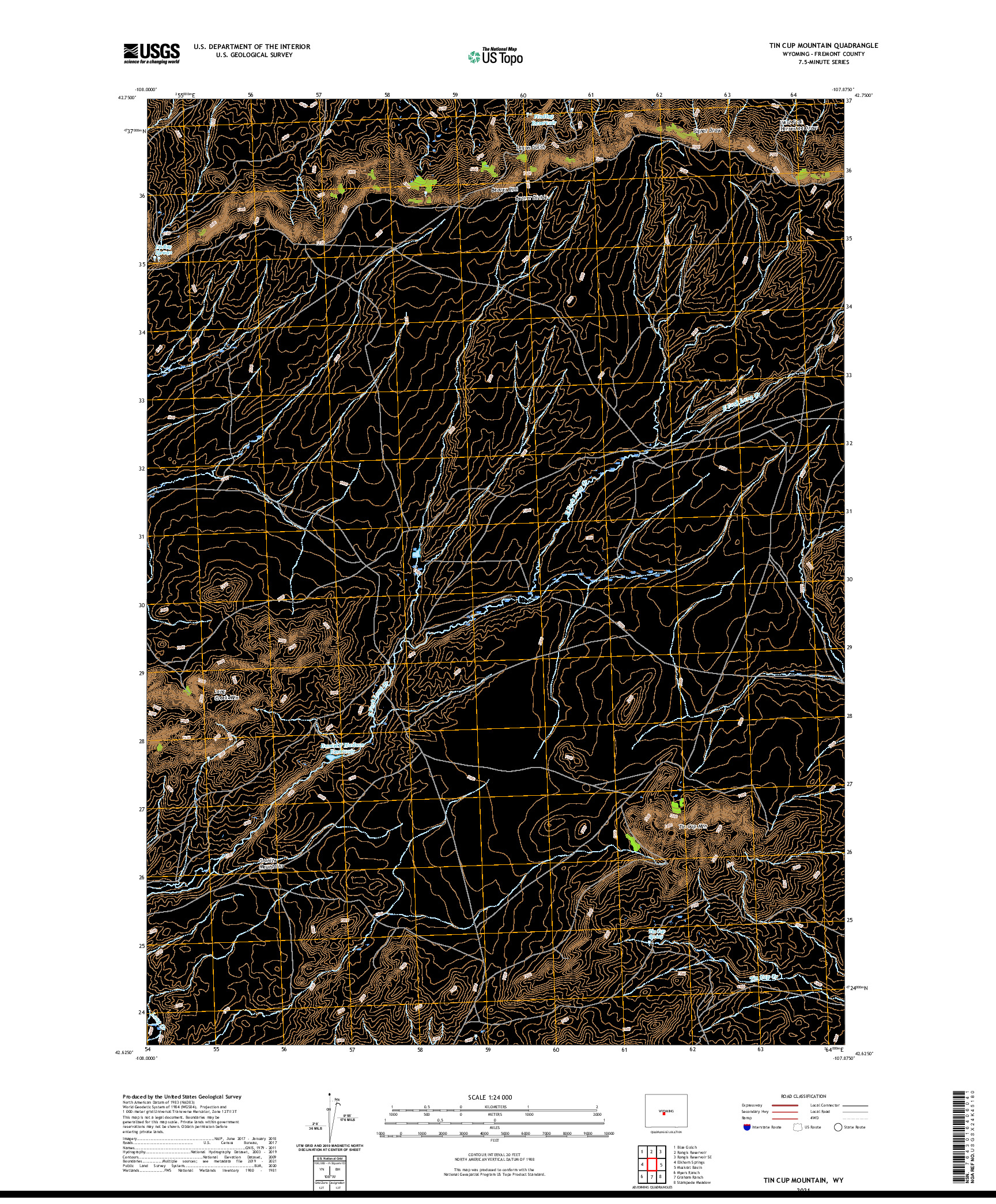 USGS US TOPO 7.5-MINUTE MAP FOR TIN CUP MOUNTAIN, WY 2021