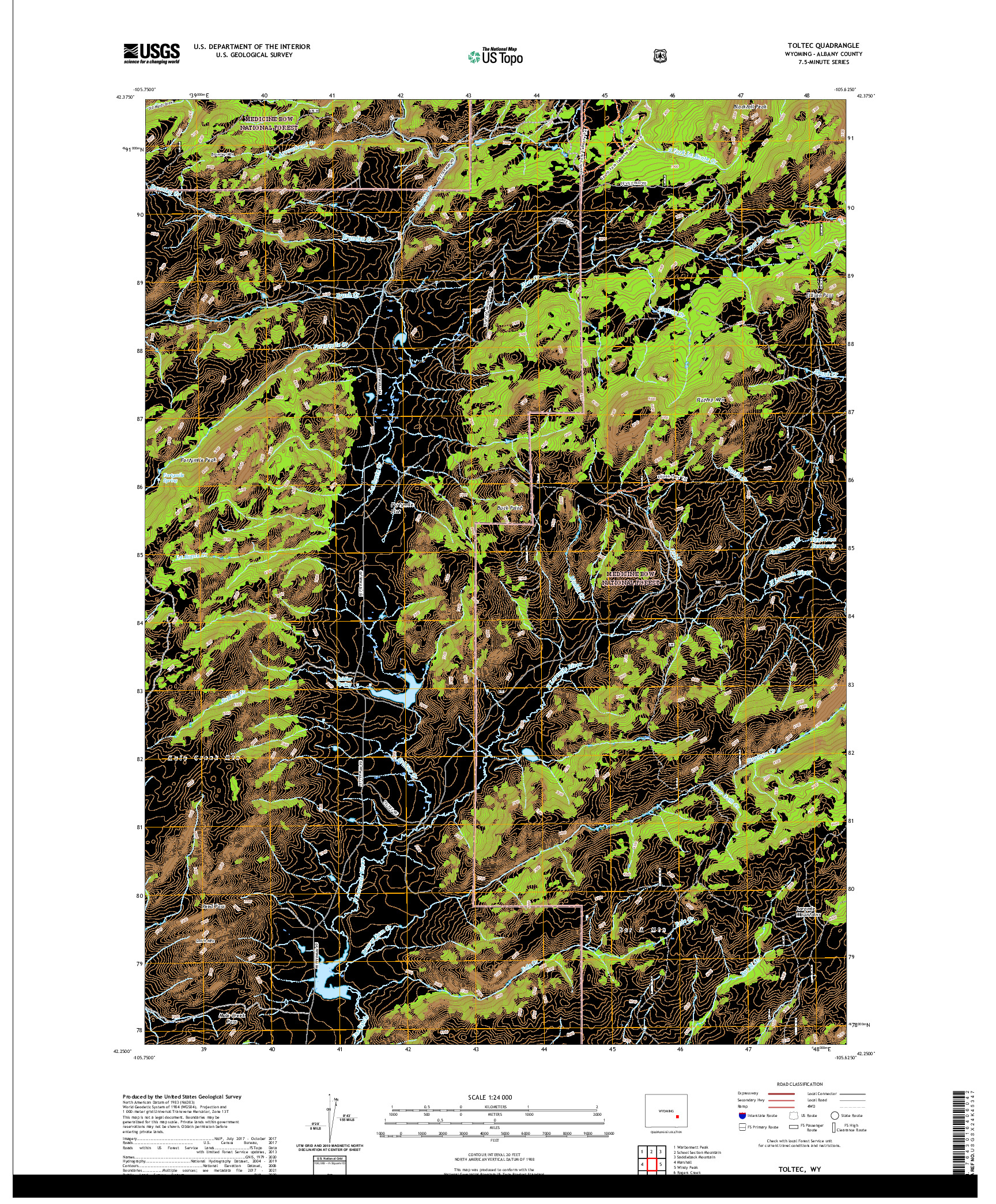 USGS US TOPO 7.5-MINUTE MAP FOR TOLTEC, WY 2021