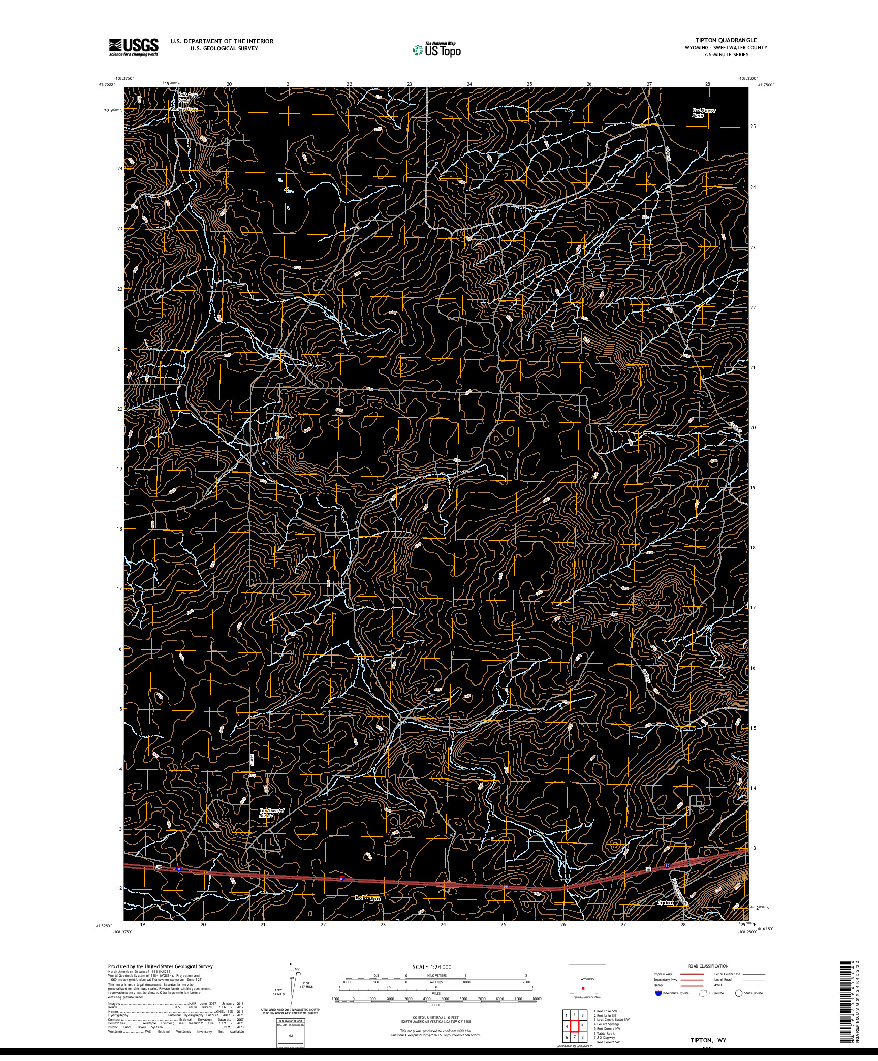 USGS US TOPO 7.5-MINUTE MAP FOR TIPTON, WY 2021