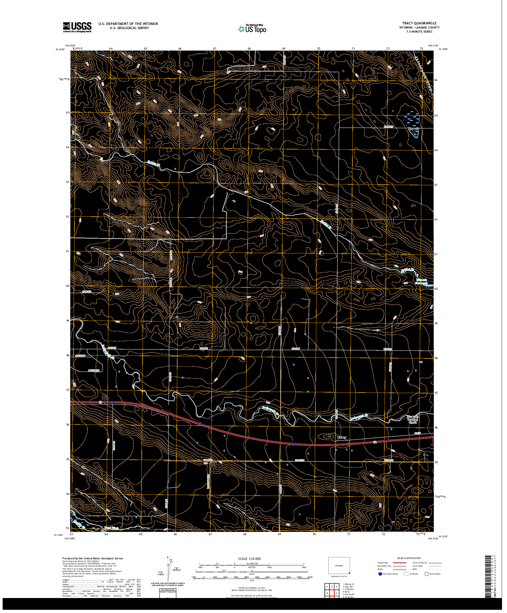 USGS US TOPO 7.5-MINUTE MAP FOR TRACY, WY 2021