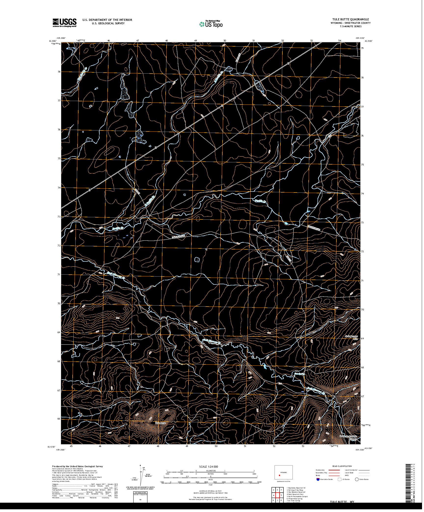 USGS US TOPO 7.5-MINUTE MAP FOR TULE BUTTE, WY 2021