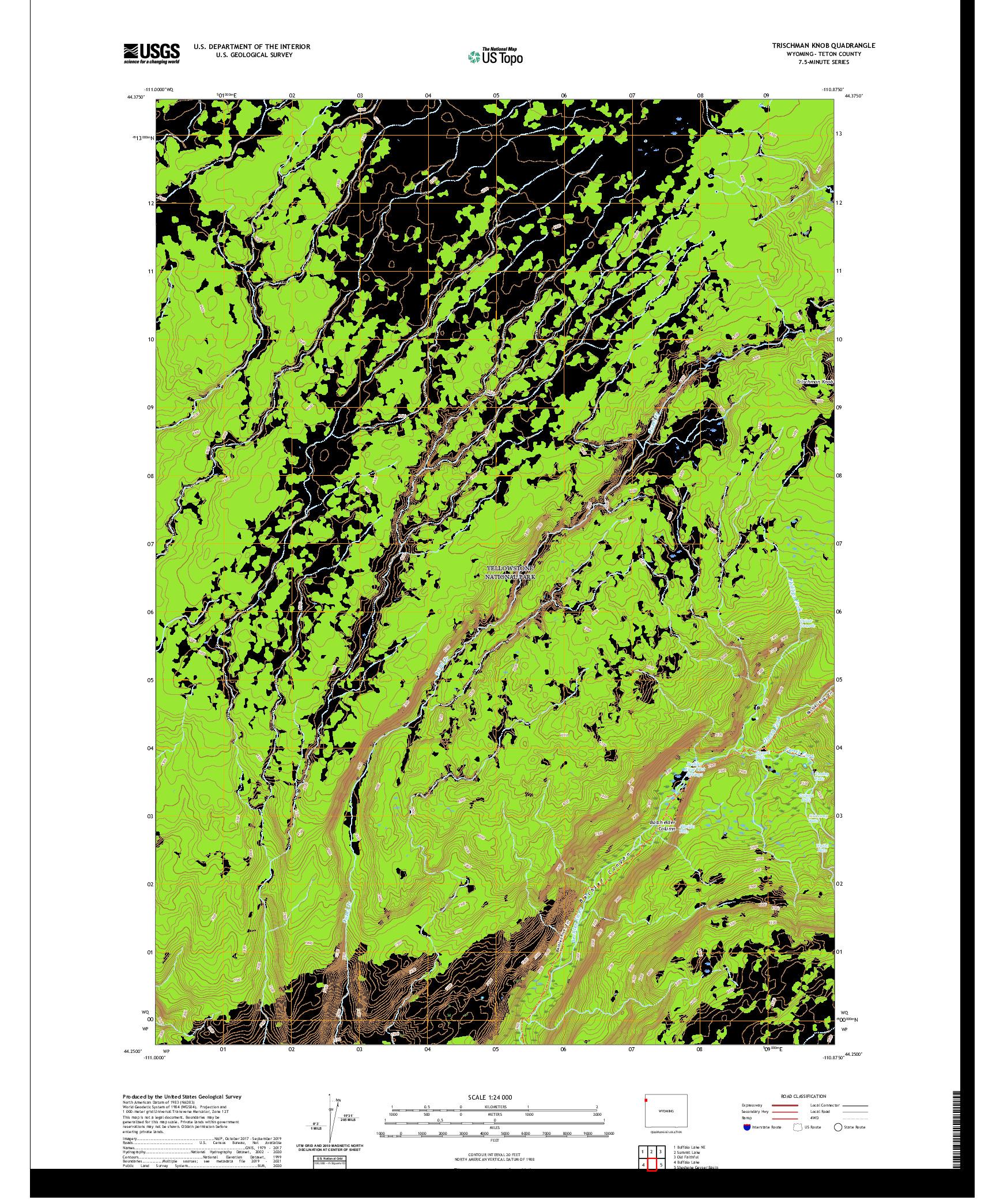 USGS US TOPO 7.5-MINUTE MAP FOR TRISCHMAN KNOB, WY 2021