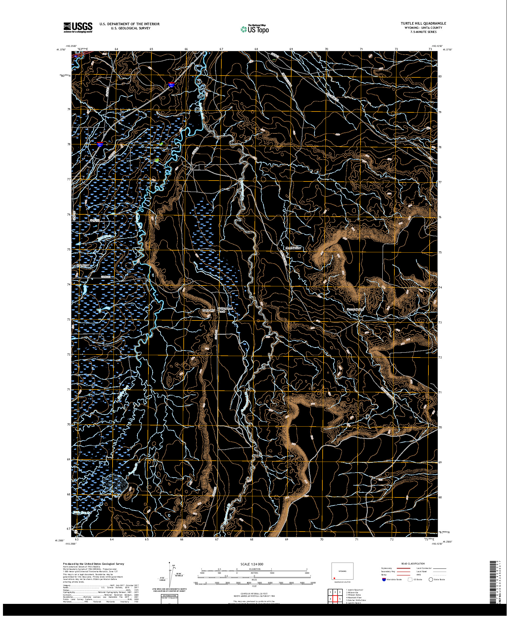 USGS US TOPO 7.5-MINUTE MAP FOR TURTLE HILL, WY 2021