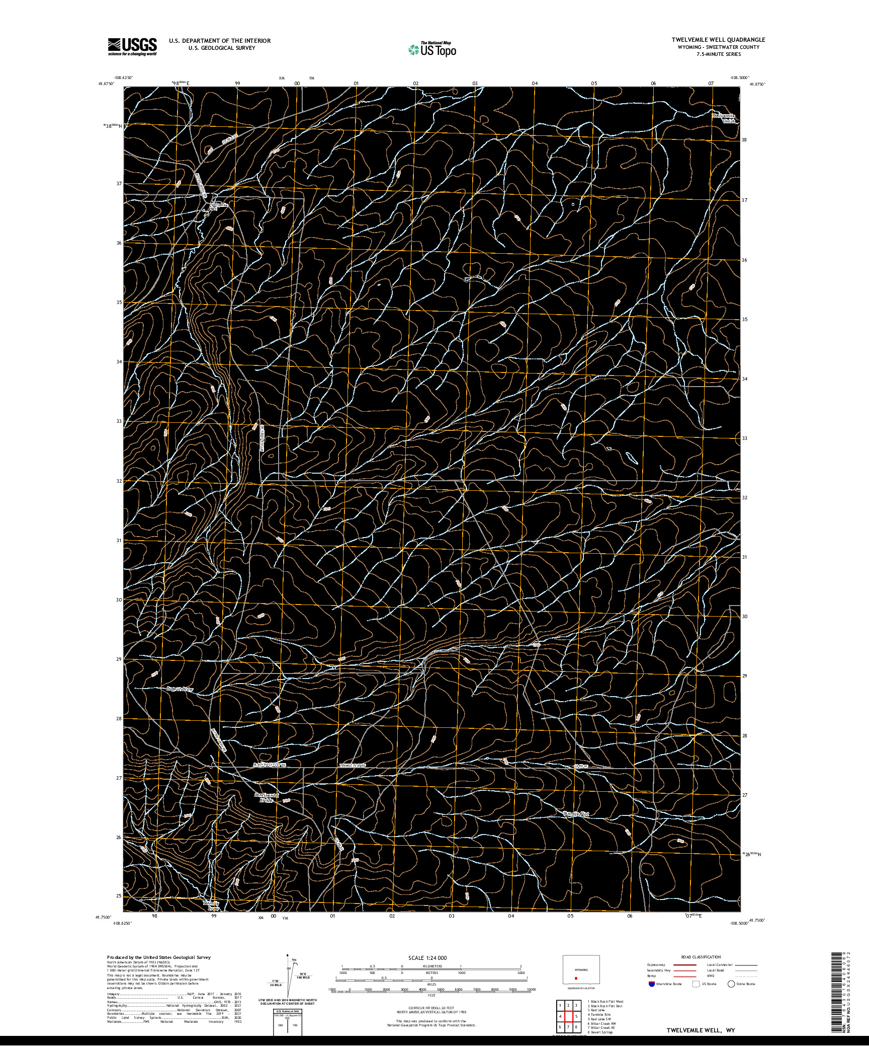 USGS US TOPO 7.5-MINUTE MAP FOR TWELVEMILE WELL, WY 2021