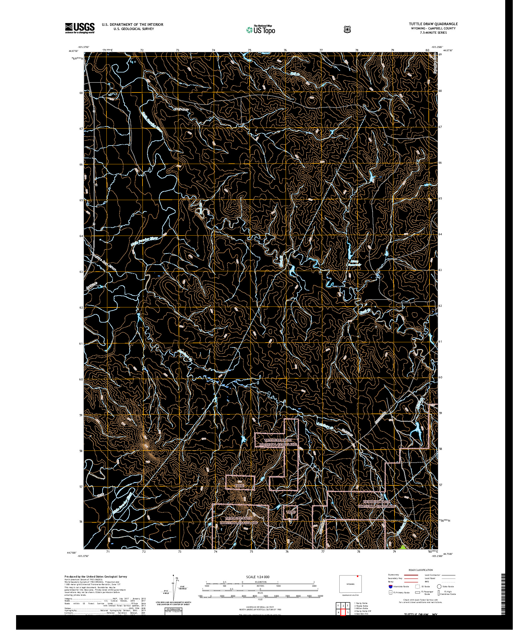 USGS US TOPO 7.5-MINUTE MAP FOR TUTTLE DRAW, WY 2021
