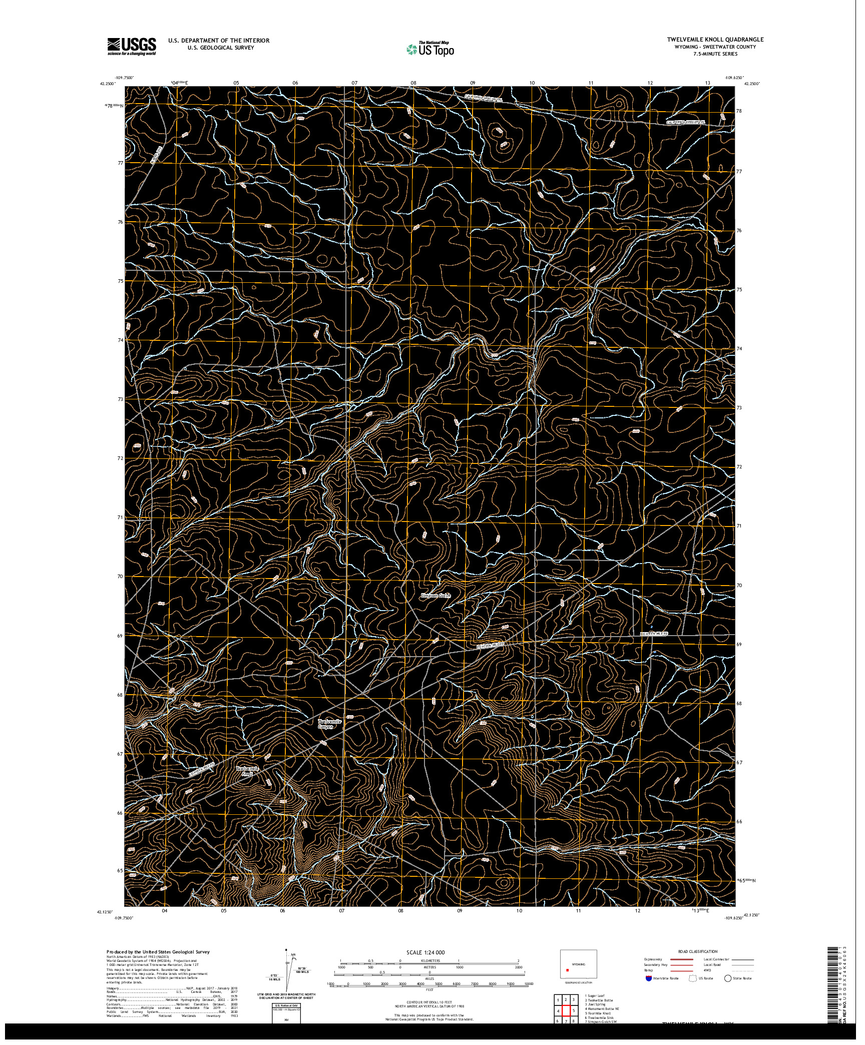 USGS US TOPO 7.5-MINUTE MAP FOR TWELVEMILE KNOLL, WY 2021