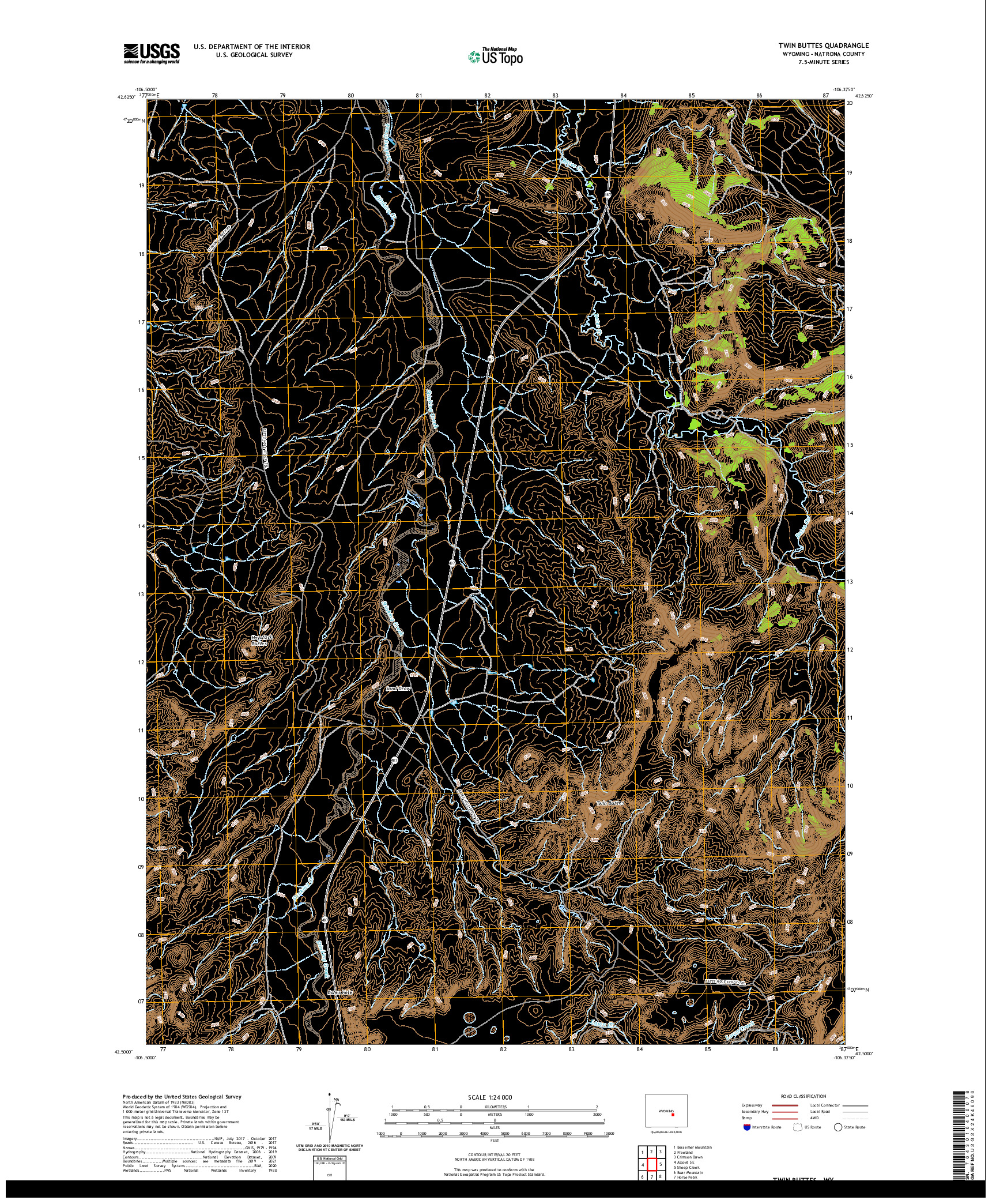 USGS US TOPO 7.5-MINUTE MAP FOR TWIN BUTTES, WY 2021