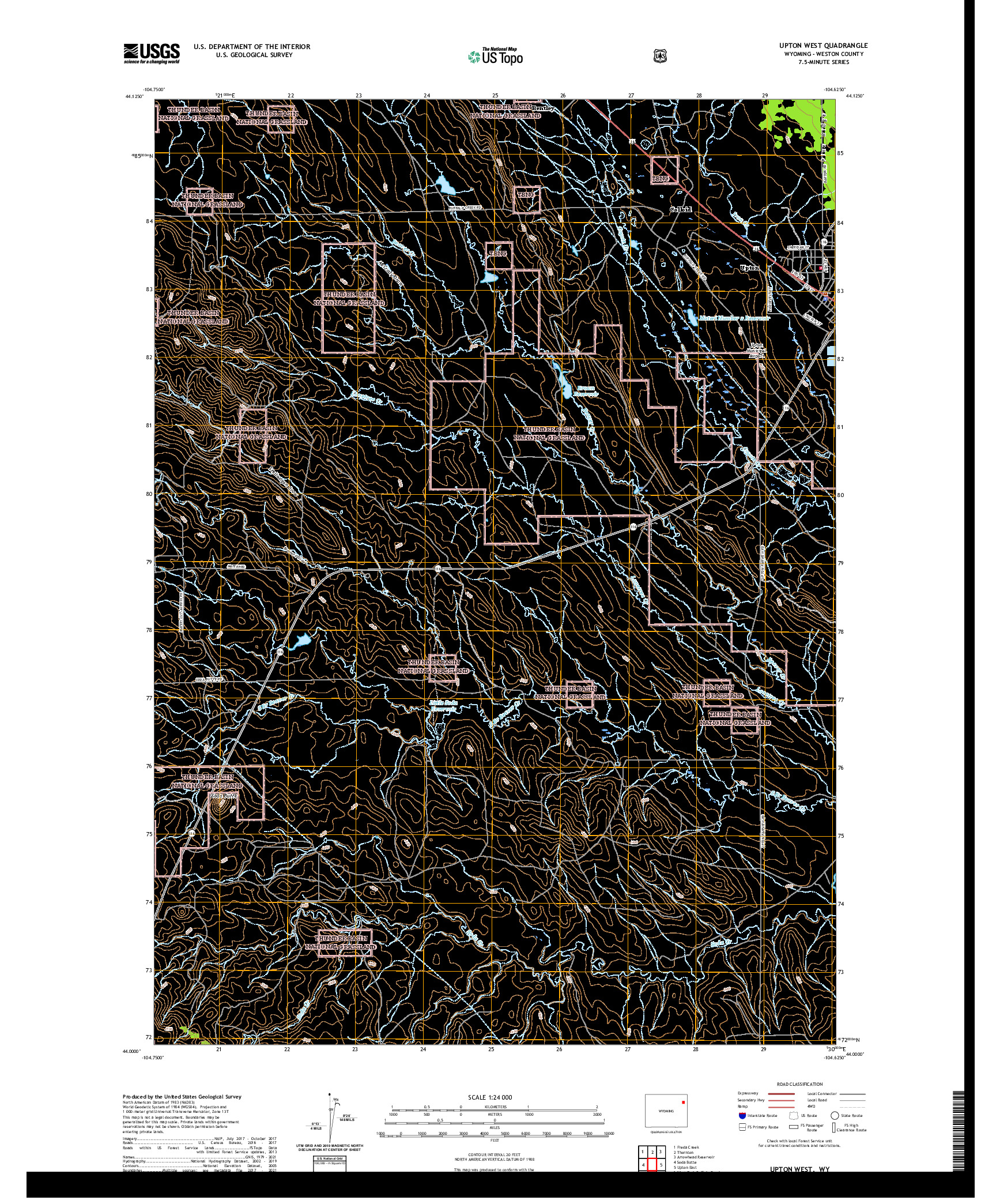 USGS US TOPO 7.5-MINUTE MAP FOR UPTON WEST, WY 2021