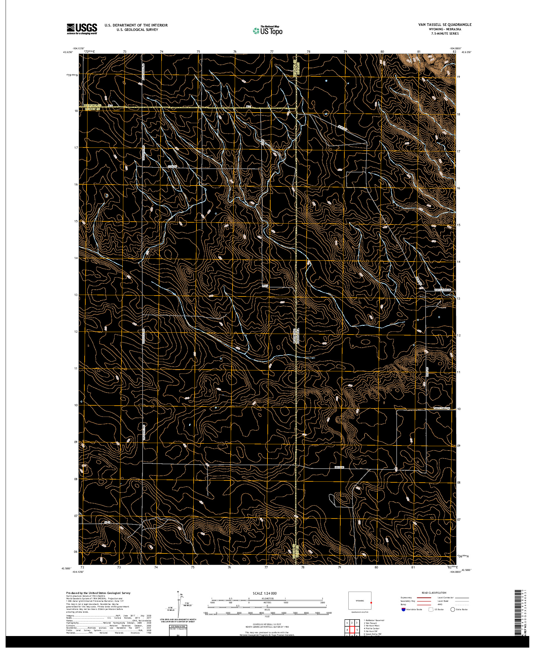 USGS US TOPO 7.5-MINUTE MAP FOR VAN TASSELL SE, WY,NE 2021
