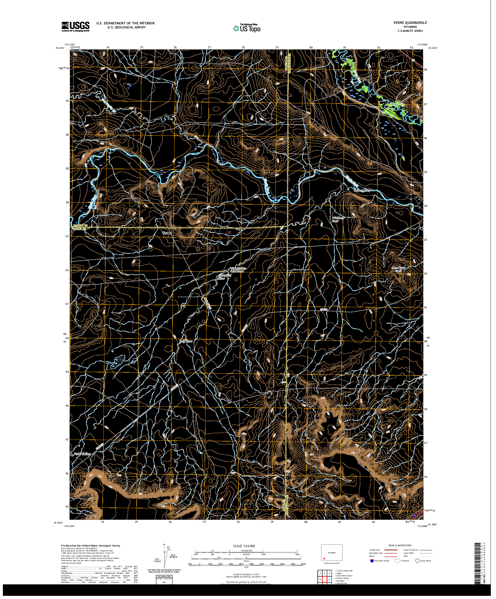USGS US TOPO 7.5-MINUTE MAP FOR VERNE, WY 2021