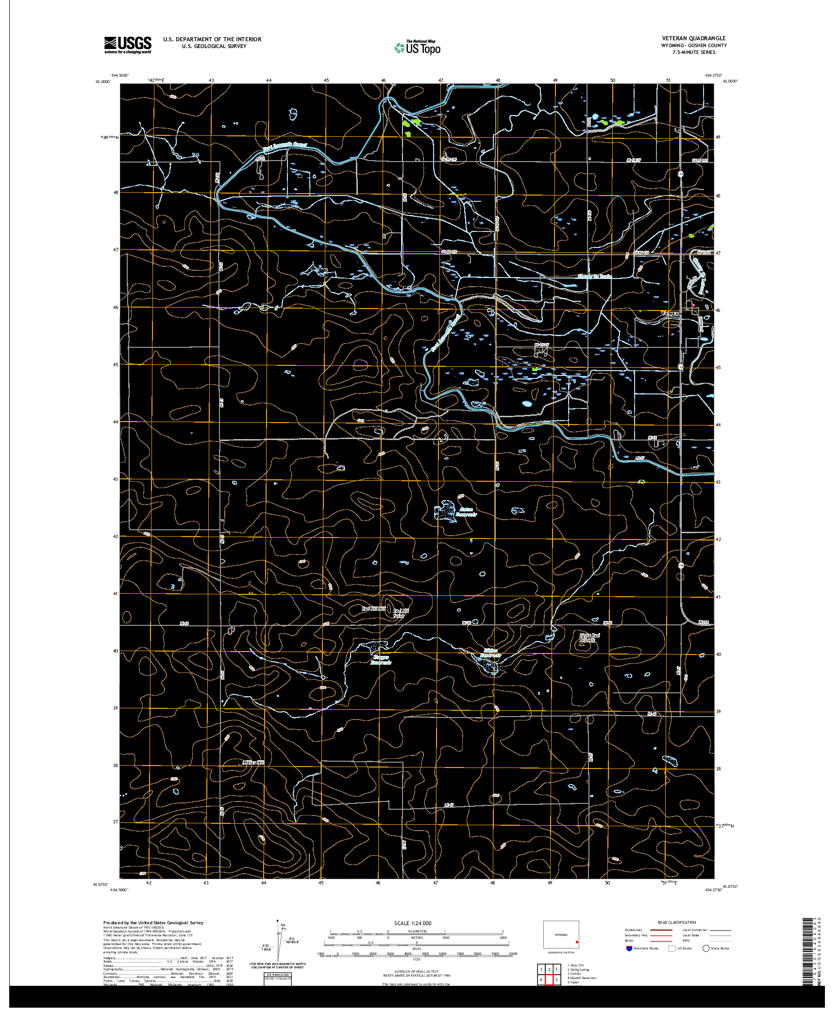 USGS US TOPO 7.5-MINUTE MAP FOR VETERAN, WY 2021