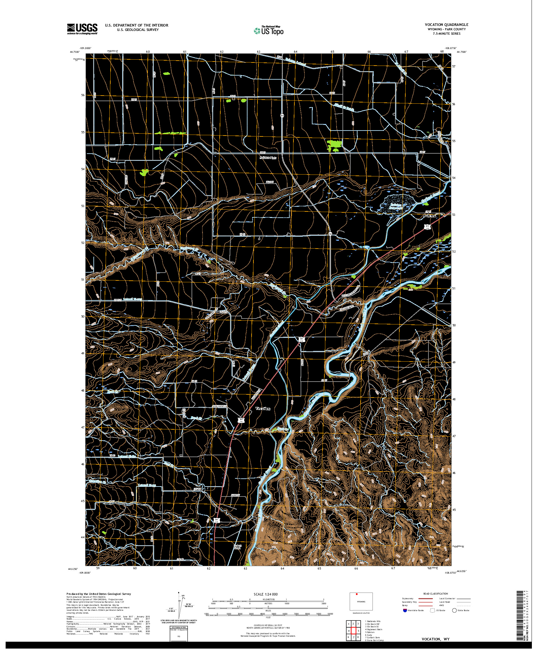 USGS US TOPO 7.5-MINUTE MAP FOR VOCATION, WY 2021