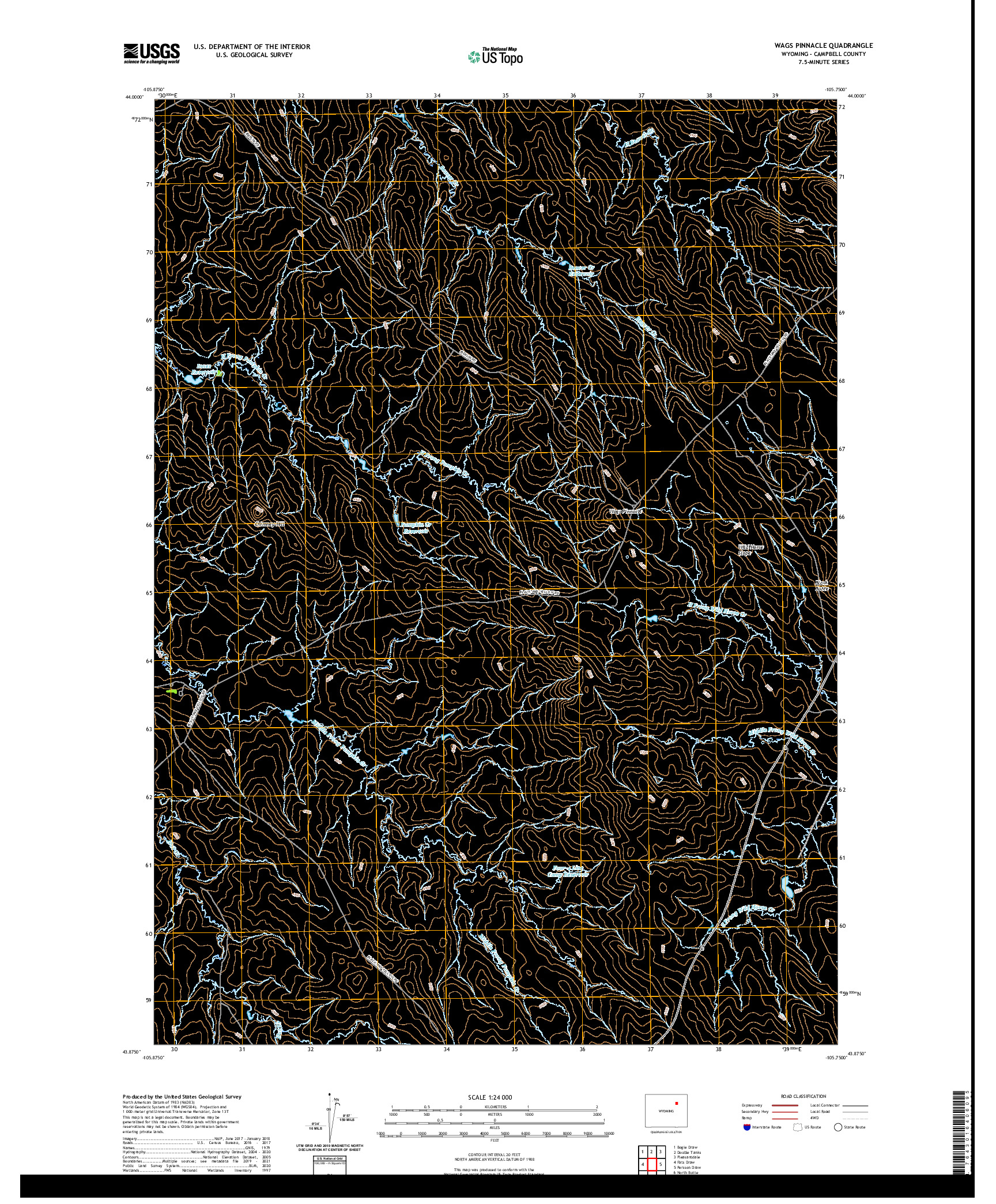 USGS US TOPO 7.5-MINUTE MAP FOR WAGS PINNACLE, WY 2021