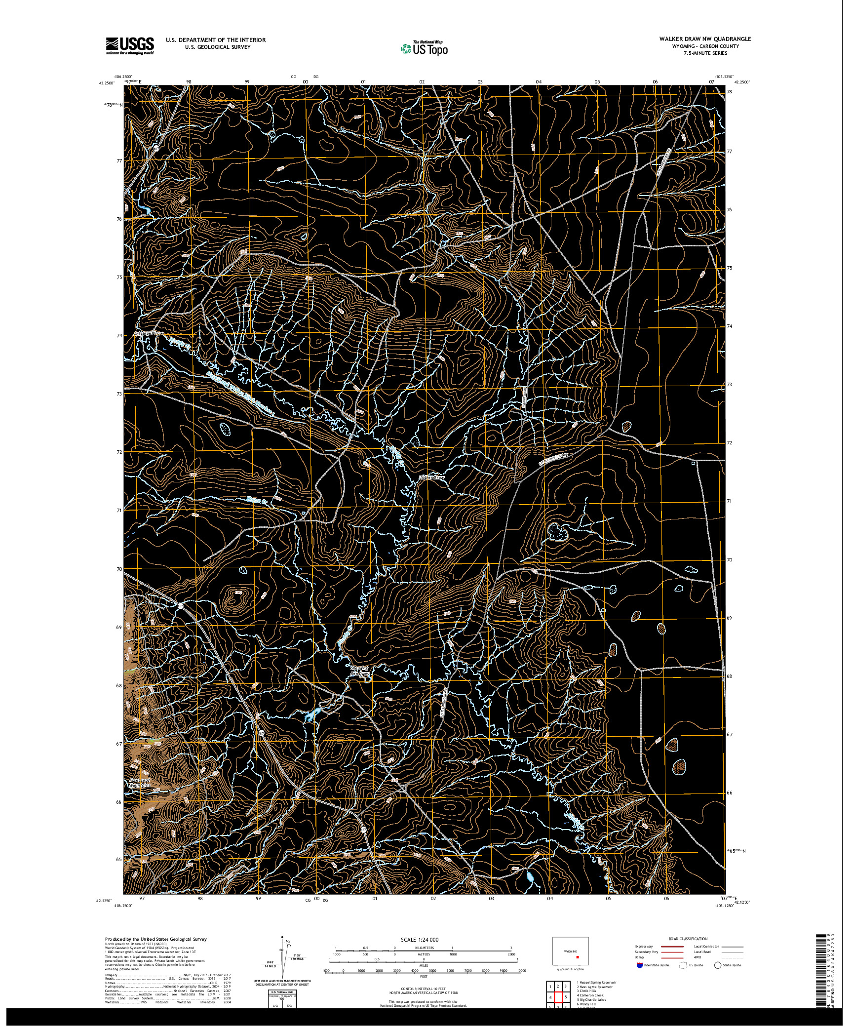 USGS US TOPO 7.5-MINUTE MAP FOR WALKER DRAW NW, WY 2021