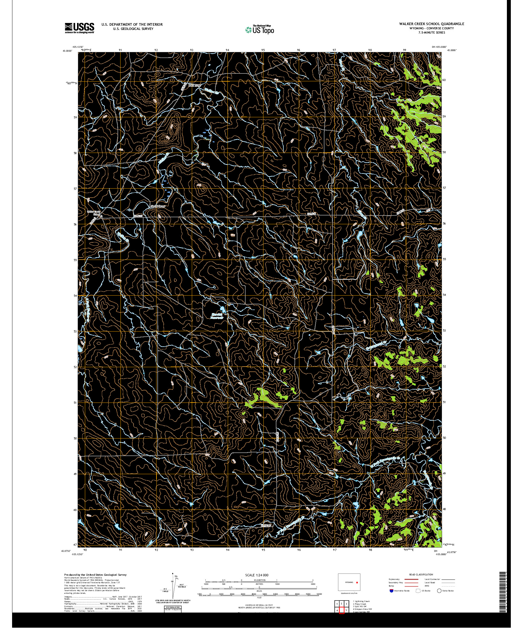 USGS US TOPO 7.5-MINUTE MAP FOR WALKER CREEK SCHOOL, WY 2021