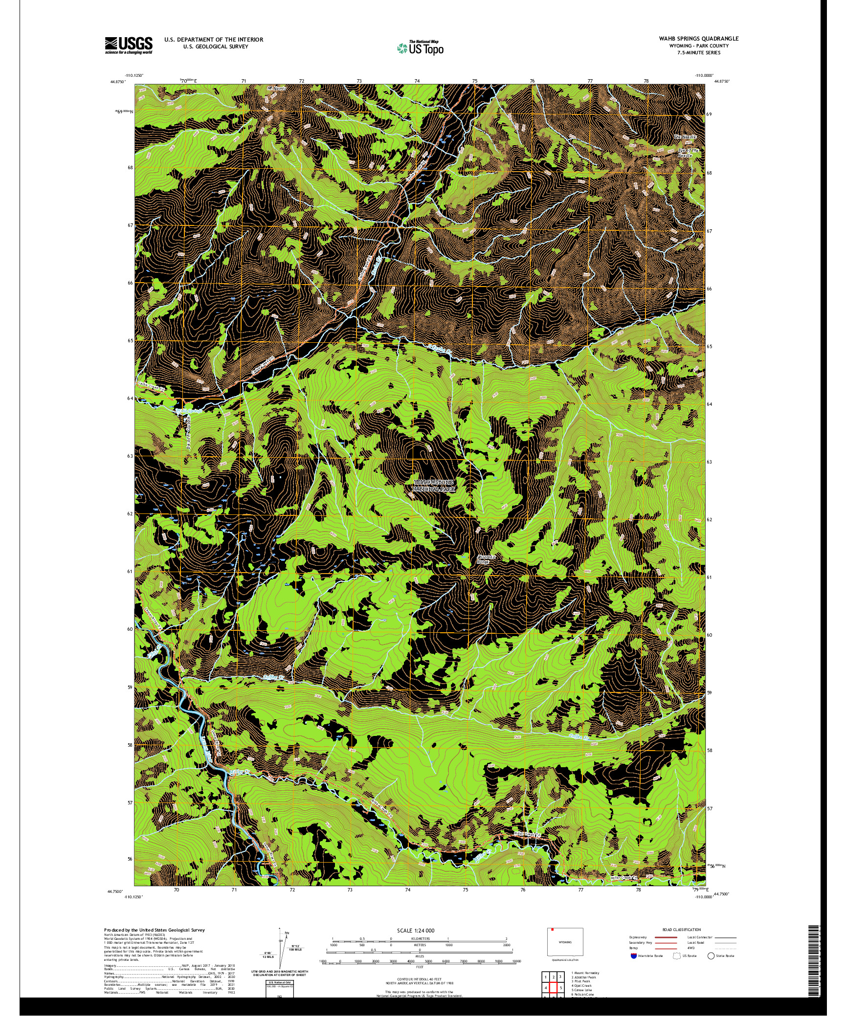 USGS US TOPO 7.5-MINUTE MAP FOR WAHB SPRINGS, WY 2021