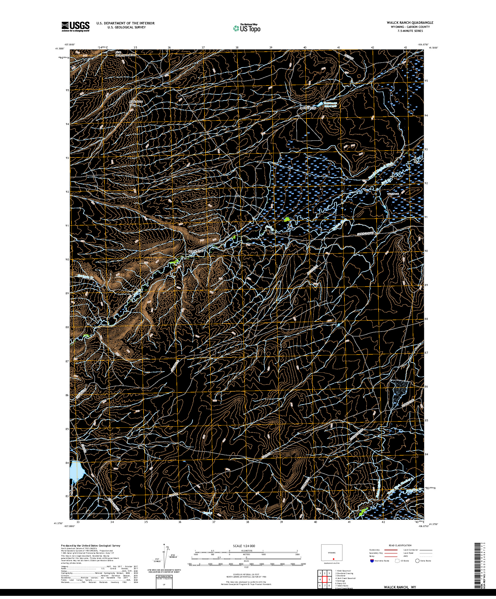 USGS US TOPO 7.5-MINUTE MAP FOR WALCK RANCH, WY 2021