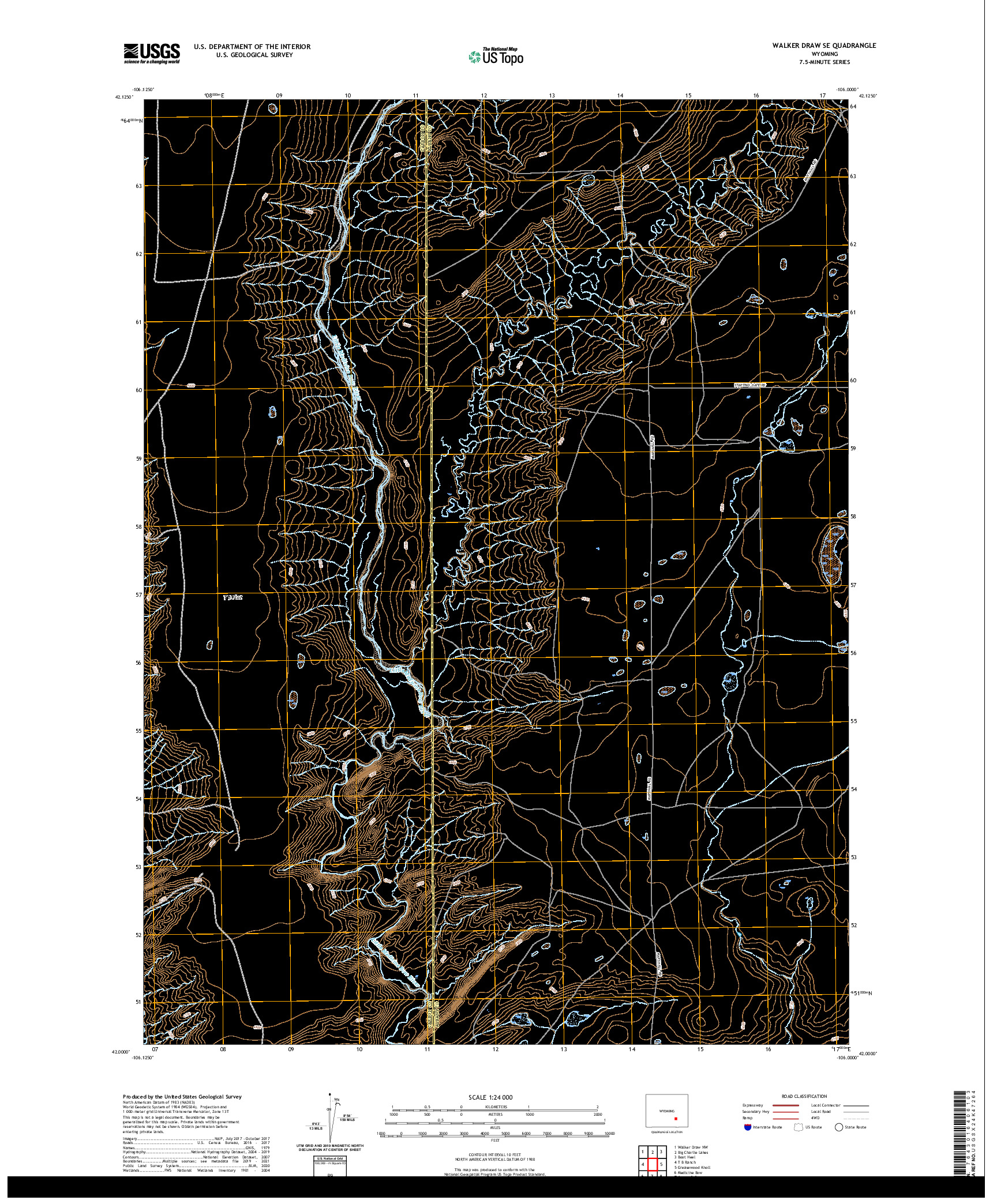 USGS US TOPO 7.5-MINUTE MAP FOR WALKER DRAW SE, WY 2021