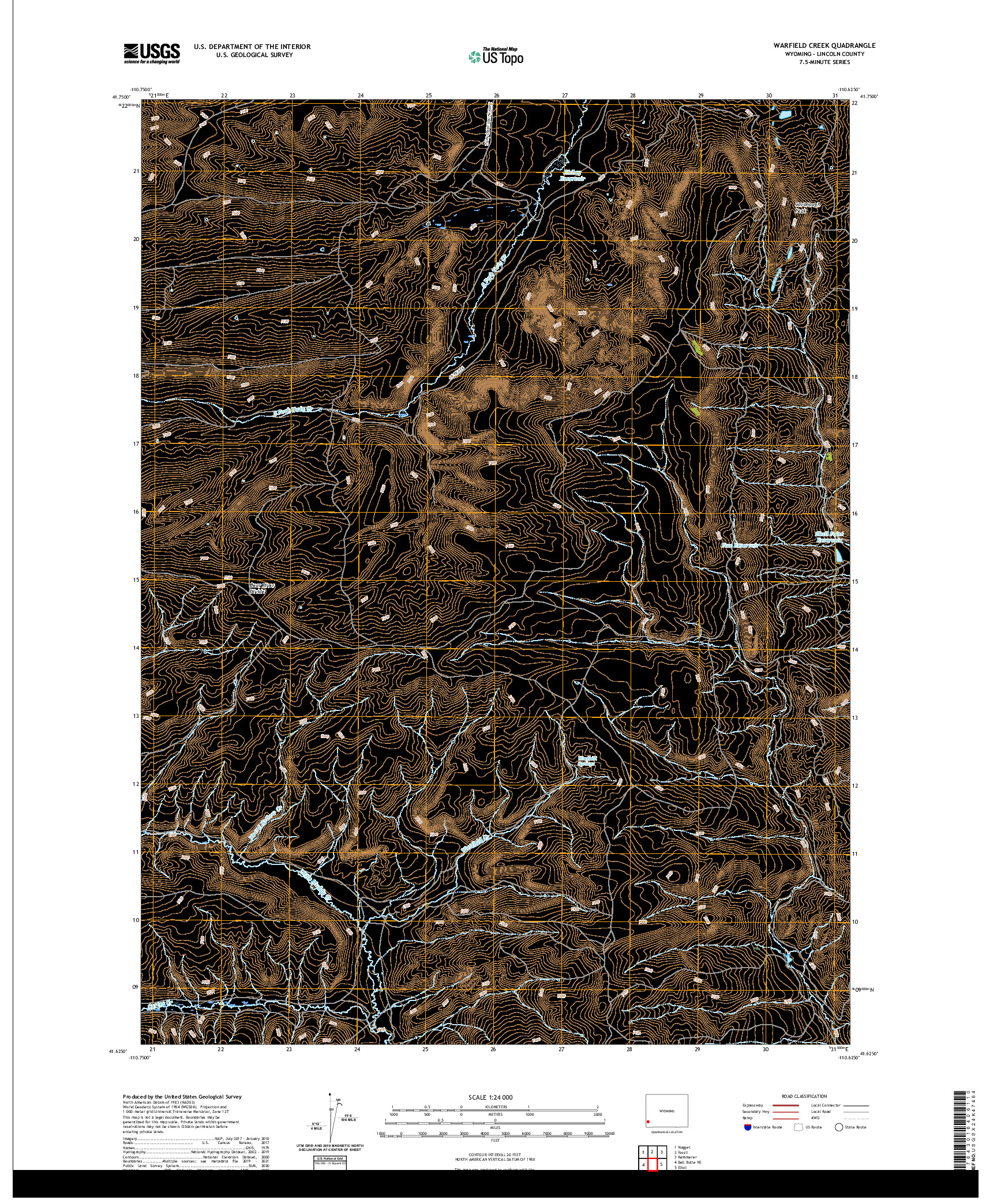 USGS US TOPO 7.5-MINUTE MAP FOR WARFIELD CREEK, WY 2021