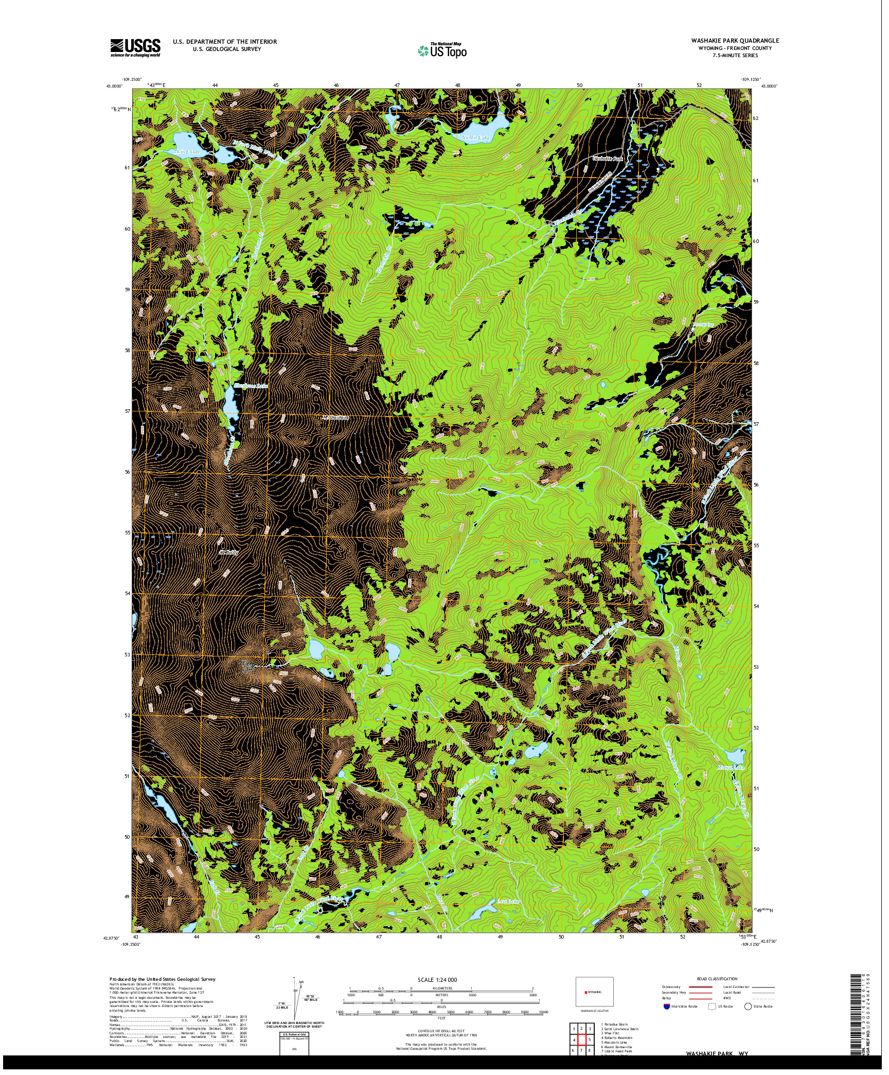 USGS US TOPO 7.5-MINUTE MAP FOR WASHAKIE PARK, WY 2021