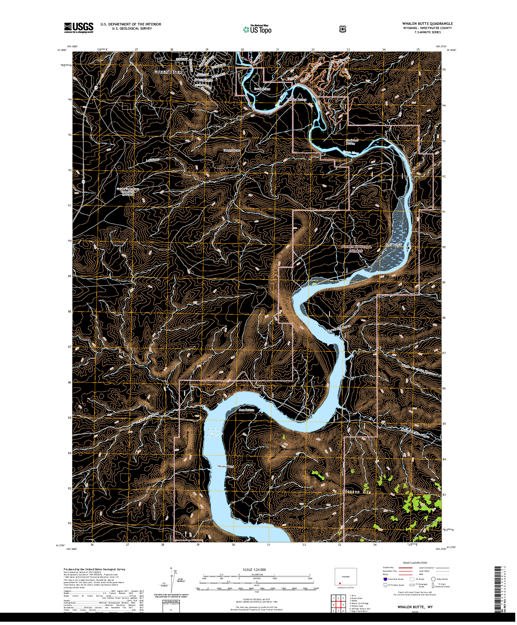 USGS US TOPO 7.5-MINUTE MAP FOR WHALEN BUTTE, WY 2021