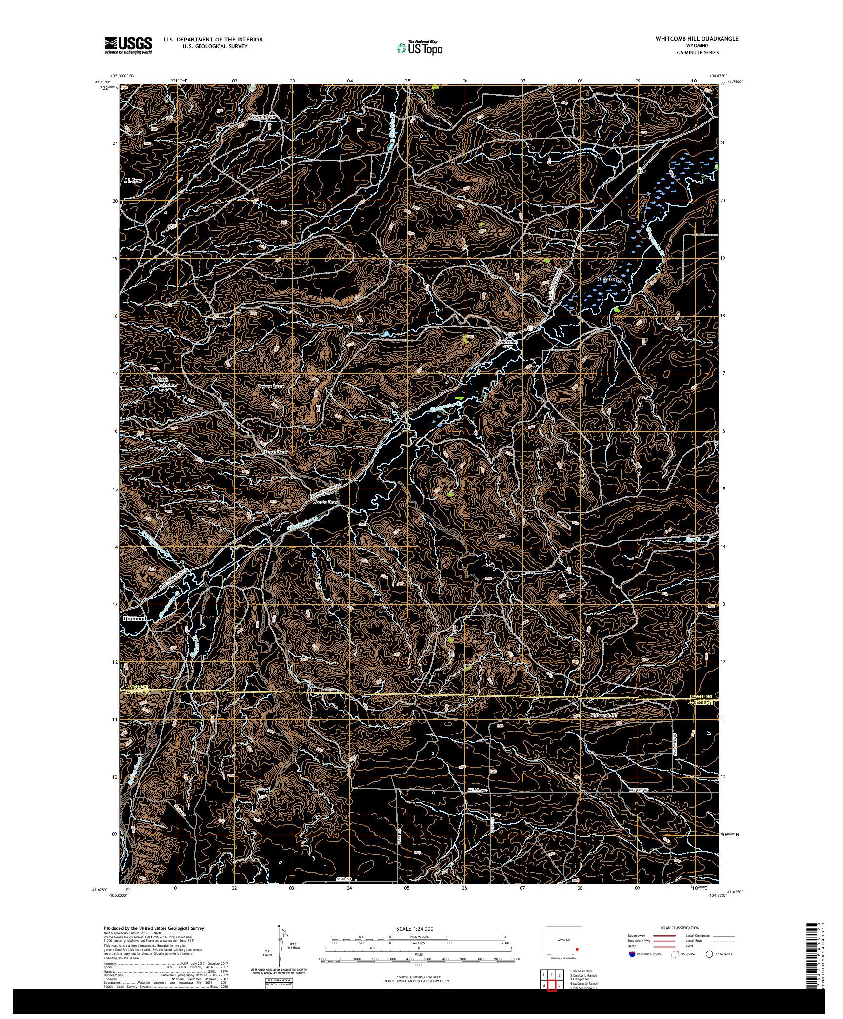 USGS US TOPO 7.5-MINUTE MAP FOR WHITCOMB HILL, WY 2021