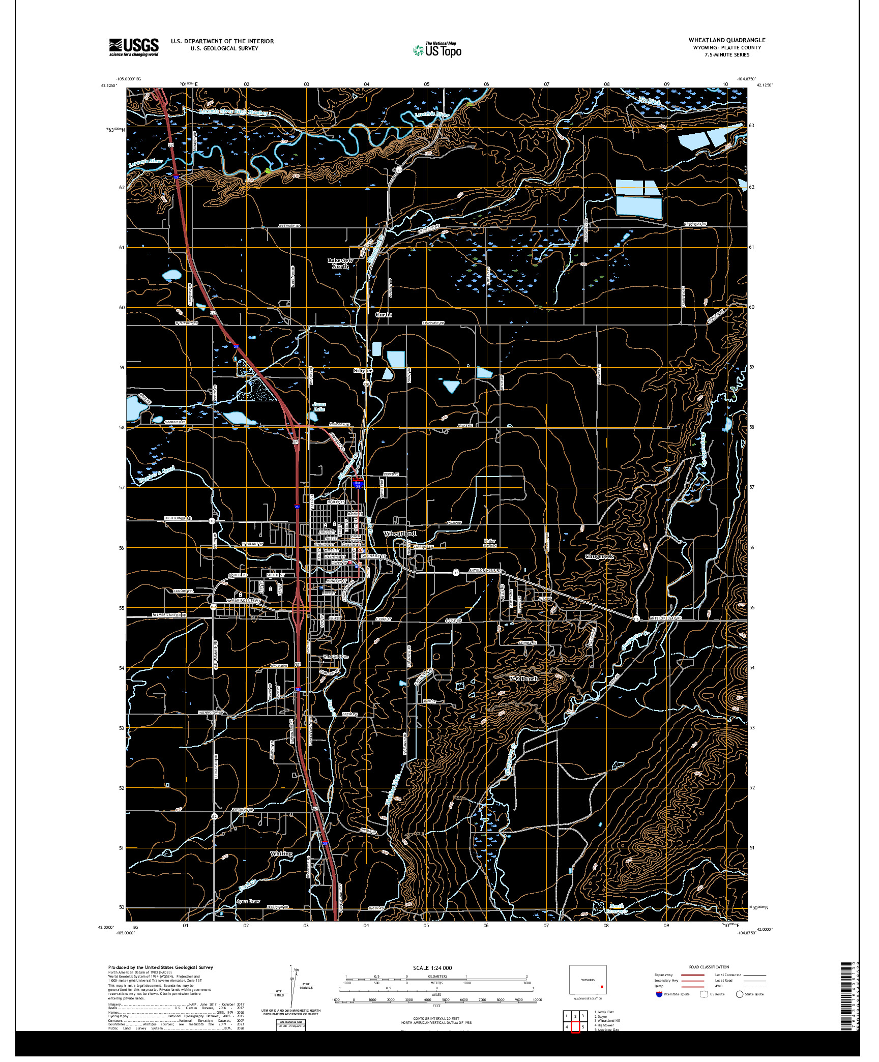 USGS US TOPO 7.5-MINUTE MAP FOR WHEATLAND, WY 2021