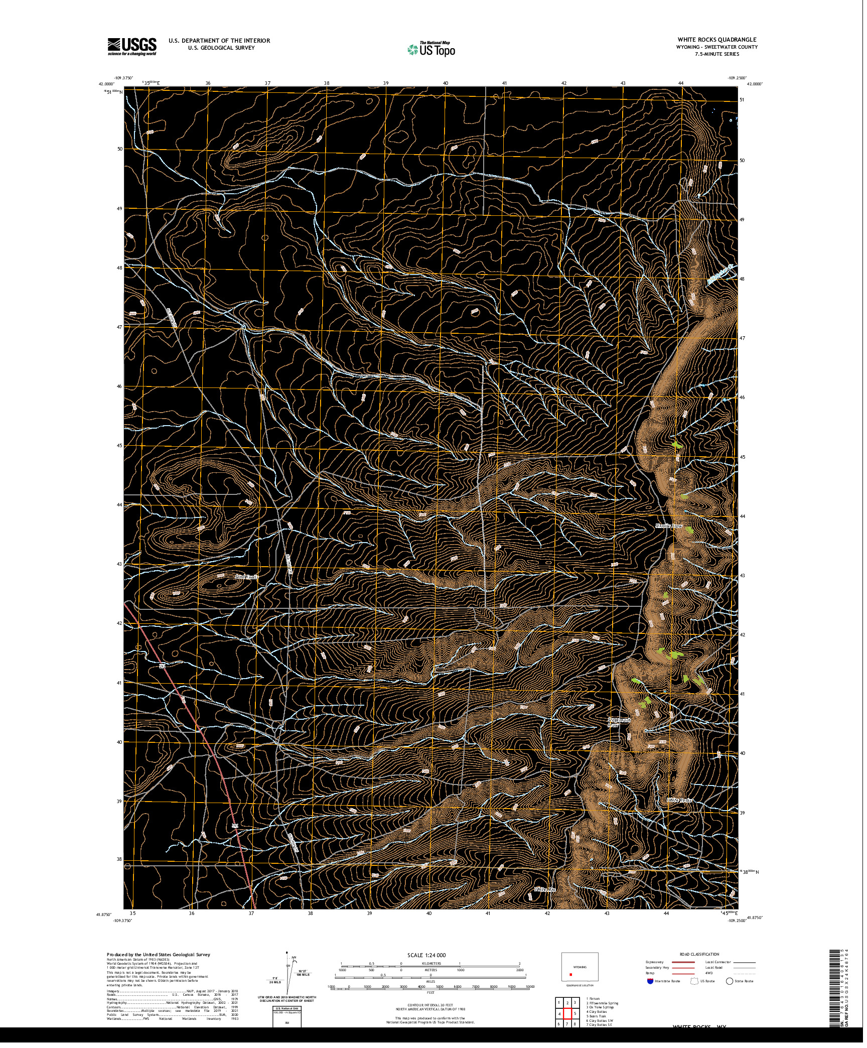 USGS US TOPO 7.5-MINUTE MAP FOR WHITE ROCKS, WY 2021