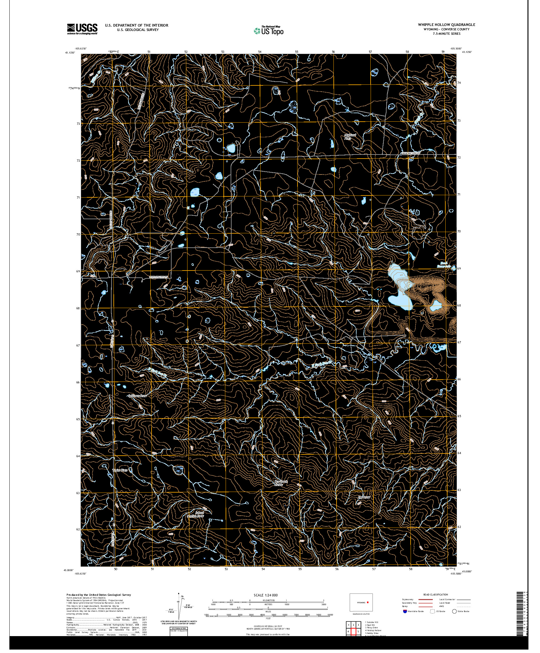 USGS US TOPO 7.5-MINUTE MAP FOR WHIPPLE HOLLOW, WY 2021