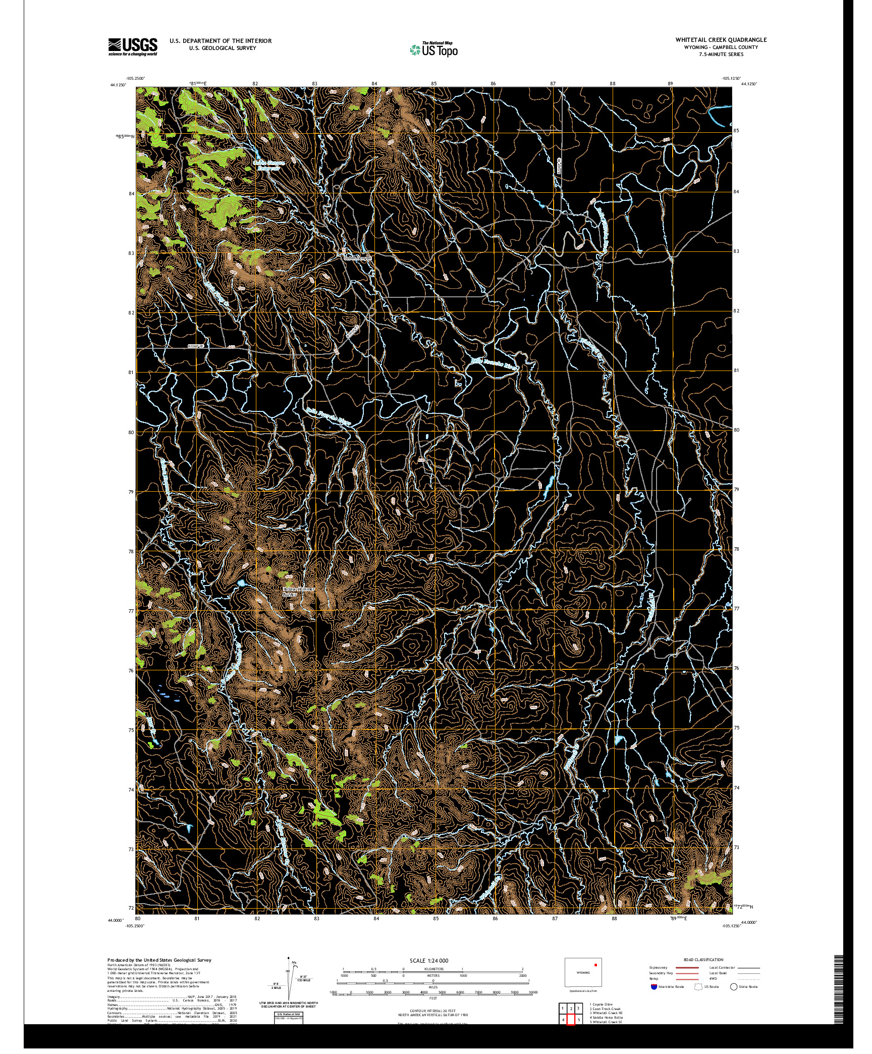 USGS US TOPO 7.5-MINUTE MAP FOR WHITETAIL CREEK, WY 2021