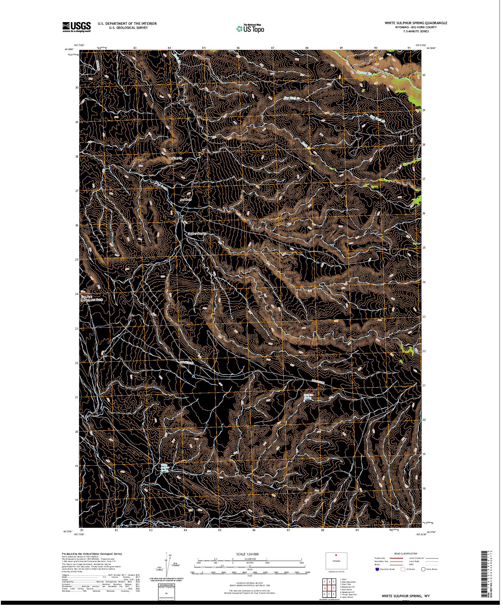 USGS US TOPO 7.5-MINUTE MAP FOR WHITE SULPHUR SPRING, WY 2021