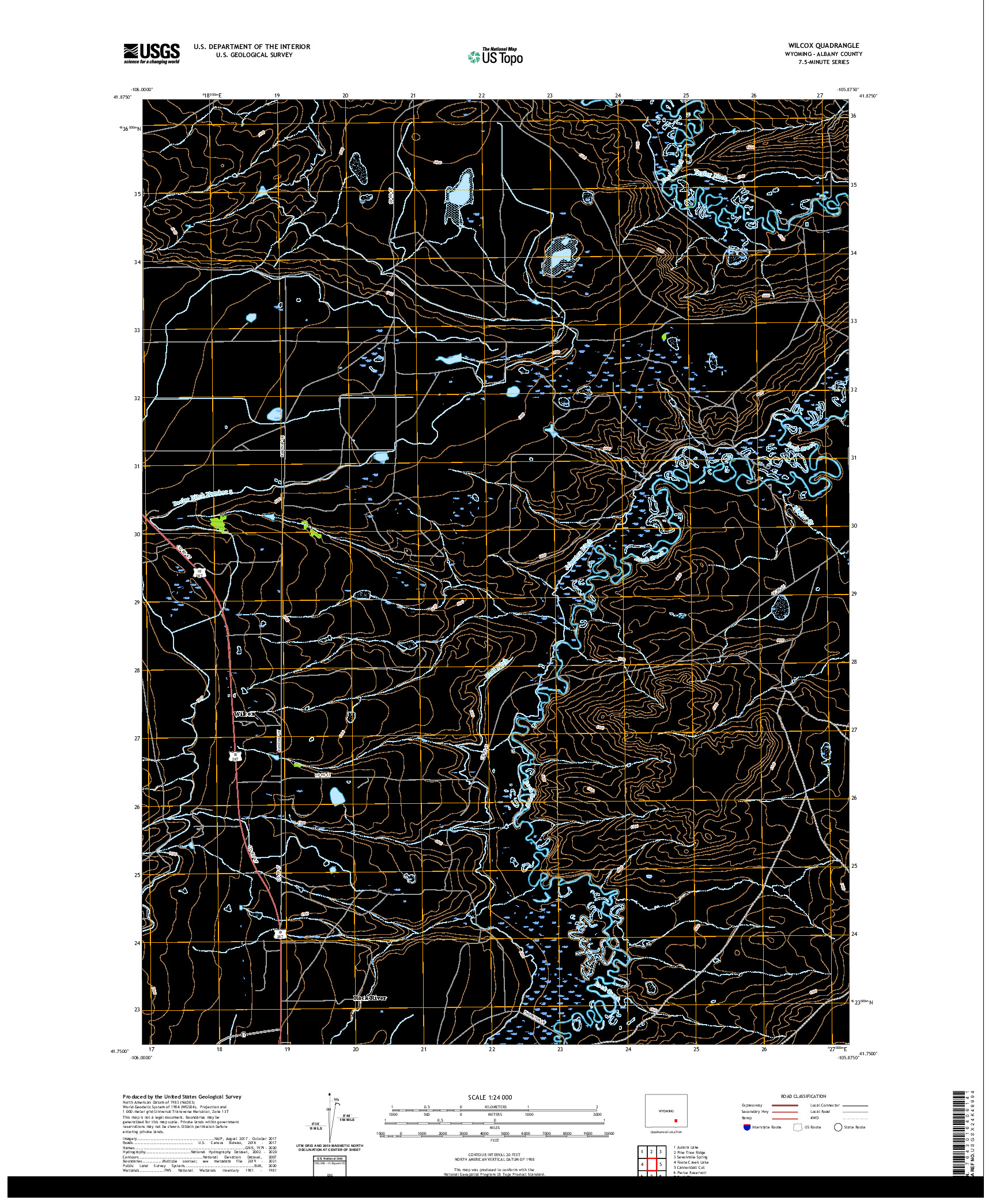 USGS US TOPO 7.5-MINUTE MAP FOR WILCOX, WY 2021