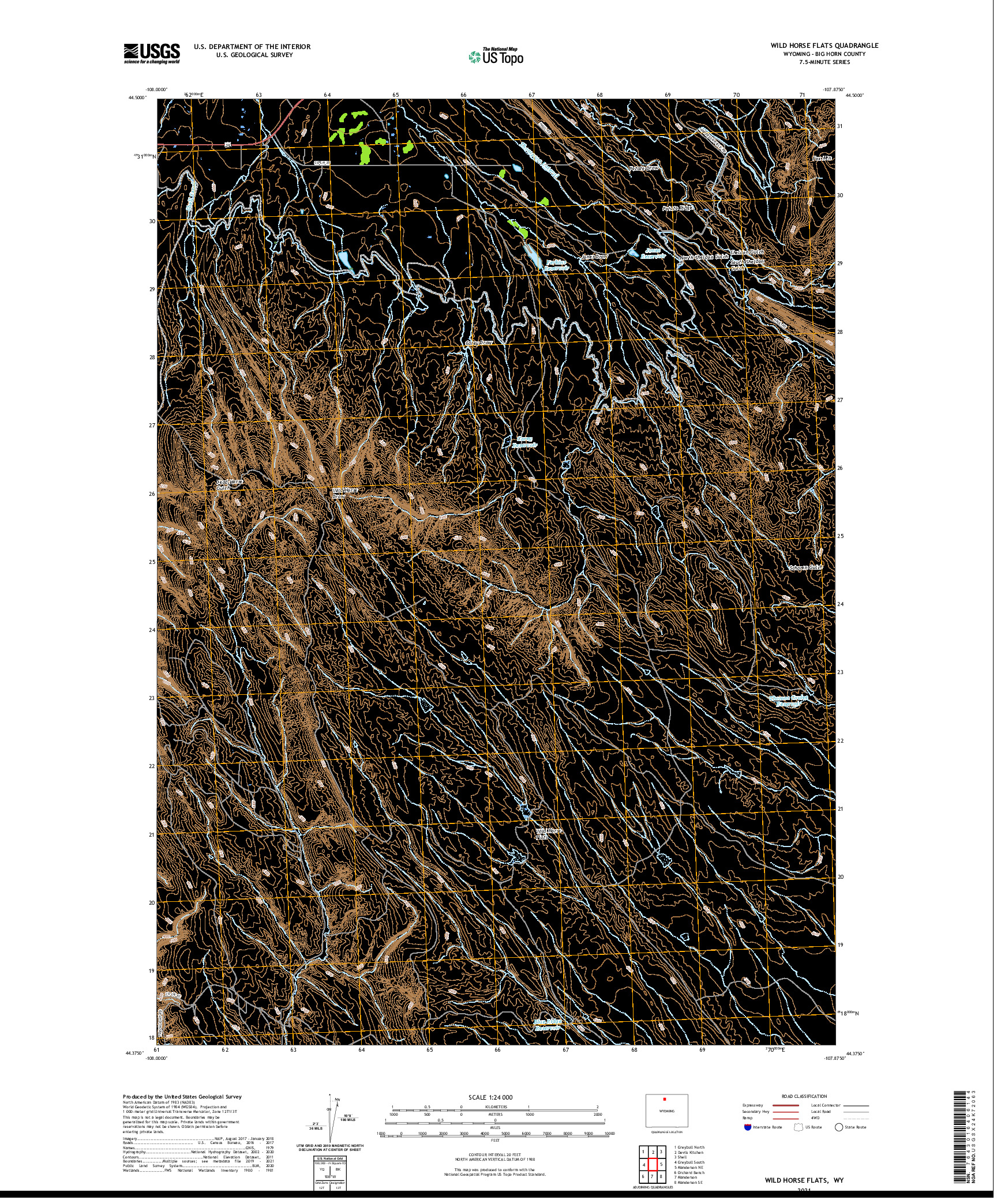 USGS US TOPO 7.5-MINUTE MAP FOR WILD HORSE FLATS, WY 2021