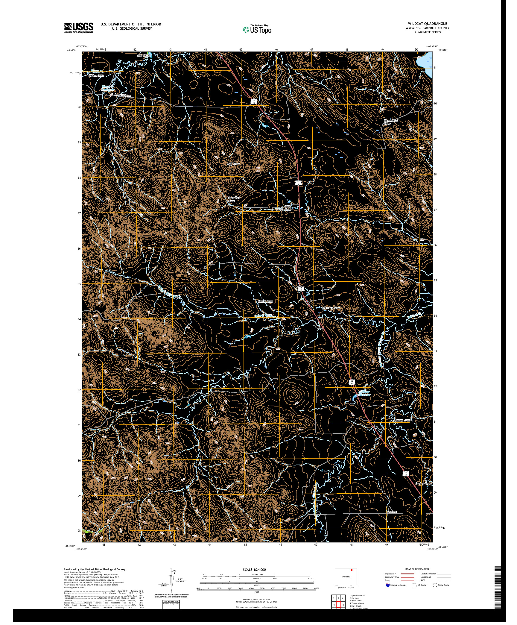 USGS US TOPO 7.5-MINUTE MAP FOR WILDCAT, WY 2021