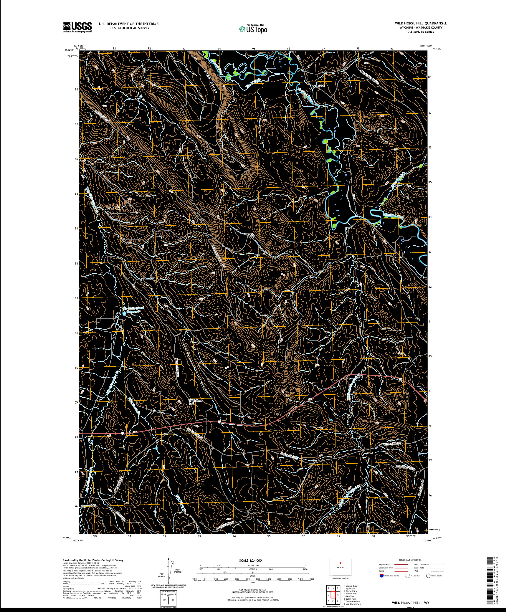 USGS US TOPO 7.5-MINUTE MAP FOR WILD HORSE HILL, WY 2021
